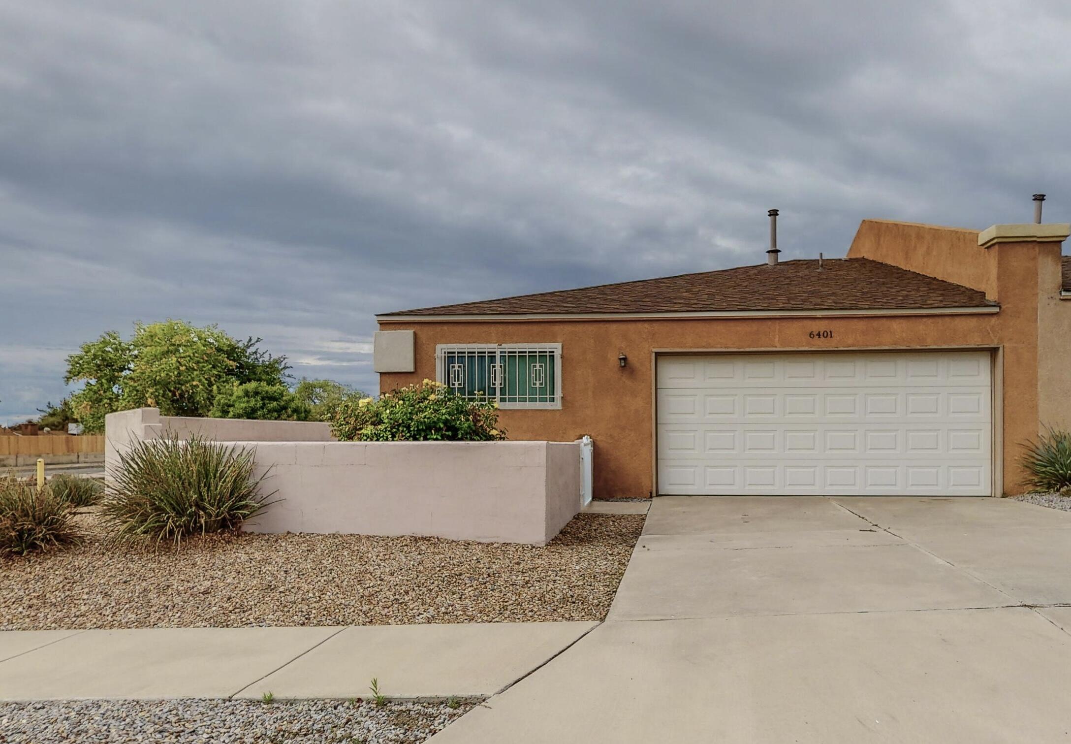 Spacious 2-bed, 2-full bath townhome in desirable NE Albuquerque. Built in 1999. Approx. 1,200 sq ft living area. Large corner lot. No HOA. Open, functional floorplan. Generous primary suite includes walk-in closet and double-sink bathroom. Conveniently includes all appliances. Recently upgraded with refrigerated air conditioning for enhanced comfort. Strong market interest offering Seller Financing