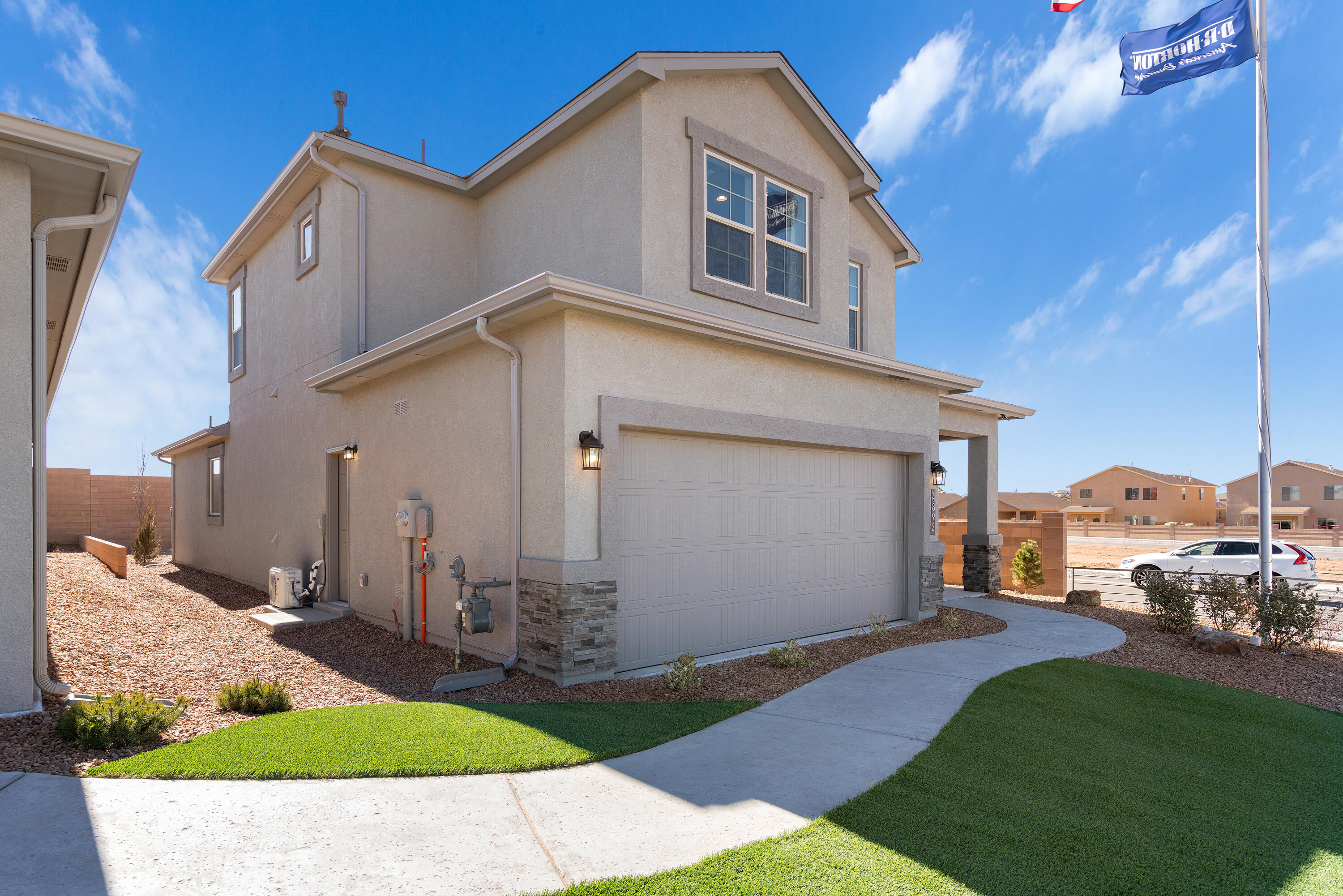 Stonegate is the place to be. Walking trails and mountain views like crazy! Minutes from Aquatic Center, Library and ice arena, parks near by, shopping and entertainment! This 4 bedroom and Loft is the perfect plan for separation and privacy. Brand New DR Horton construction, complete in September! All tile downstairs except luxury carpet in bedrooms. Main suite has large tile shower and soaking tub. Double sinks and a huge closet. This home is on a corner lot so oversized for outdoor activities and gardening. Large, covered patio and gas stub-out for barbeque makes entertaining fun! You will love the big kitchen with island. Dark wood cabinets and big pantry and laundry room. Open house daily! (photos are of previous model home, similar or same features)