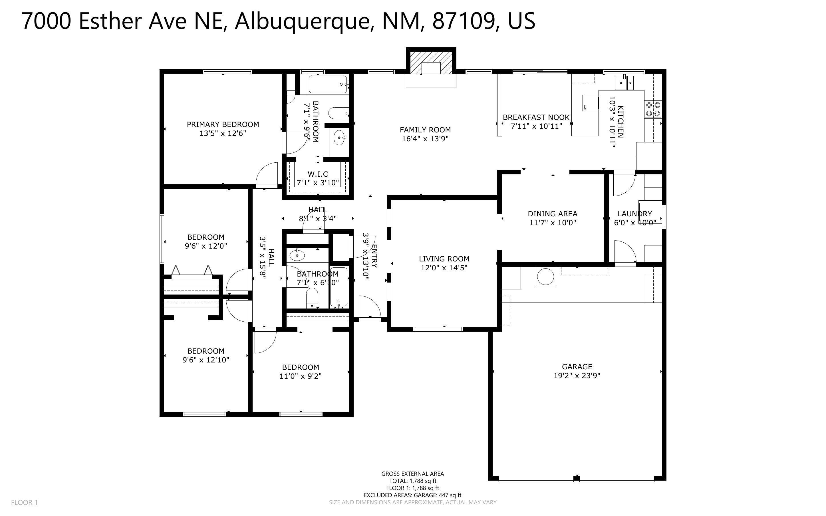 Welcome to 7000 Esther Ave NE, a beautifully maintained single-level home in Albuquerque's Northeast Heights. With 4 bedrooms, 2 baths, and nearly 1,800 sq. ft., this property offers plenty of space for a growing family or those working from home. The inviting living room with fireplace flows into the dining area and kitchen featuring granite countertops and custom cabinets. A flexible sitting room provides options for an office, playroom, or hobby space. Outside, enjoy a sizable backyard and side yard with mature landscaping and two Tuff Sheds for storage. Recent updates include a roof and AC unit approx. 4 years old. Located near shopping, dining, parks, and top-rated private schools such as Albuquerque Academy and HOPE Christian, this home blends comfort, convenience, and location.