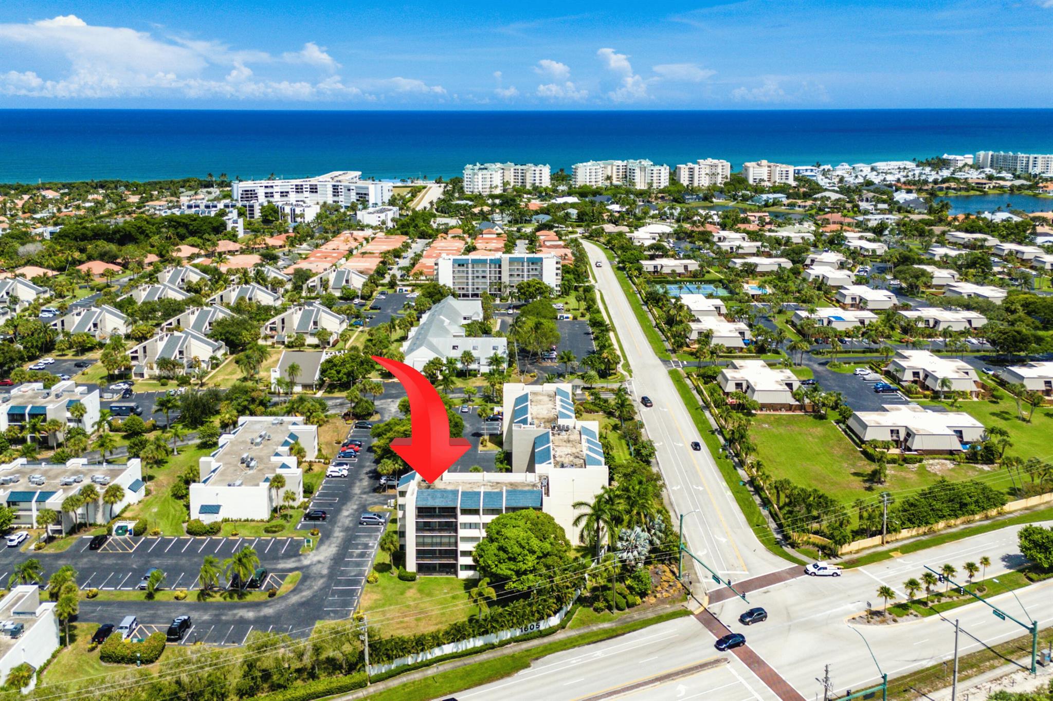 WOW! Seller financing with rate BELOW market considered. This turn key spacious 3 bedroom 3 bath top floor end unit is located very close to the beach as well as the Jupiter Reef Club. Complete Impact Windows & Sliders plus Accordion shutters, SS appliances & Granite in the kitchen, Custom lighting throughout, A/C 2015, Water heater 2020, East/West exposure. Enjoy slight peeks of the ocean from inside the unit. Building has strong reserves and all recent inspections/work are complete. Optional Jupiter Racquet Club membership available for tennis & pickleball lovers. Currently leased through June of 2026 which provides immediate income. Highly rated schools and all ages welcome. 3rd bedroom configured as a den. Bring your bathing suit and enjoy South Florida at it's finest