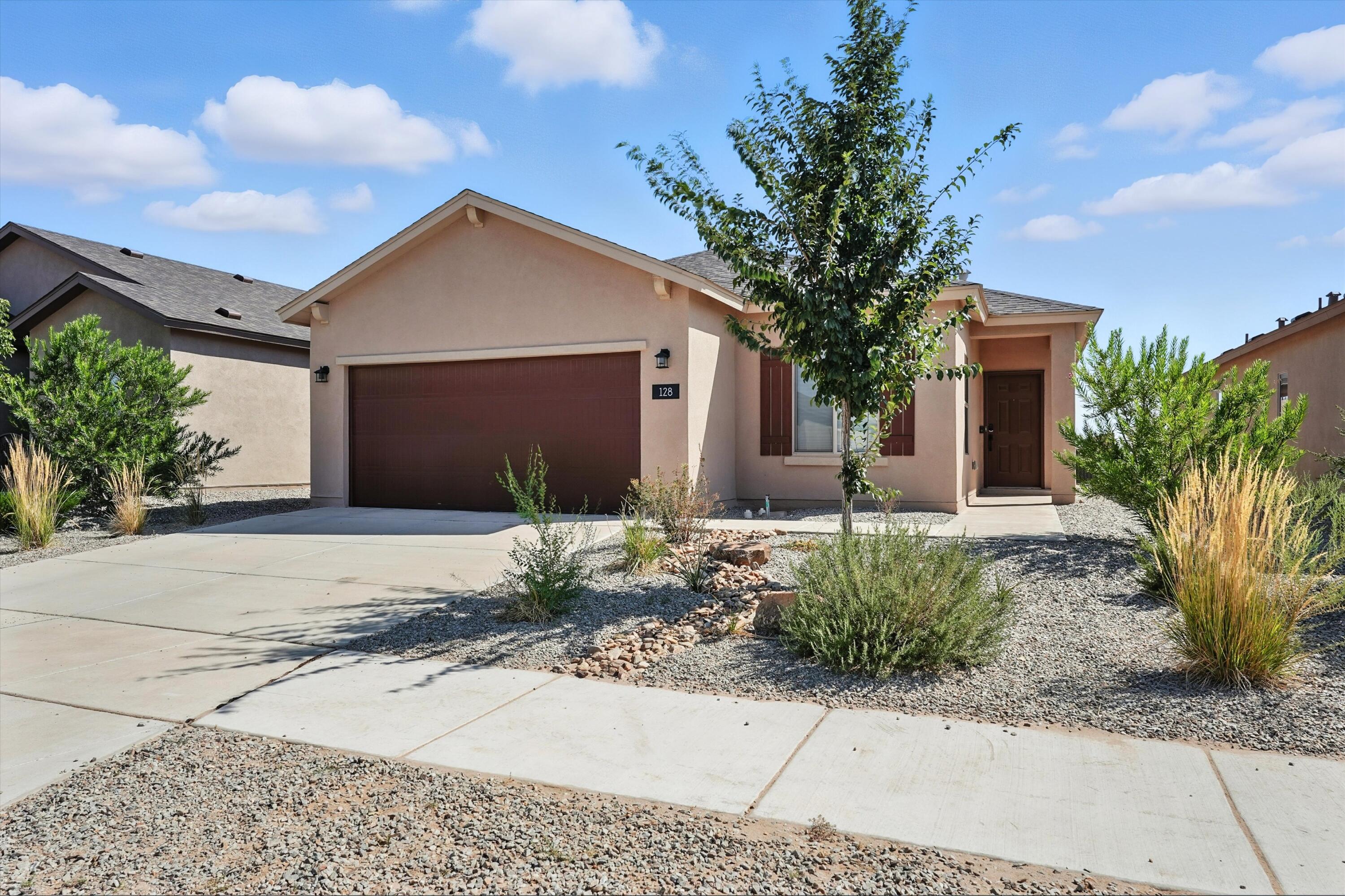 Discover a Centex community in Rio Rancho designed to fit today's lifestyle. The Sage plan just 3 years old offers a spacious, open layout with two dining areas and a large gathering space perfect for everyday living and entertaining. The gourmet kitchen includes stainless steel appliances (with side-by-side refrigerator), granite countertops, and 16x16 tile in wet areas. Built to NM Green Built Gold standards, this energy-efficient home is designed to provide comfort and long-term savings on utilities.