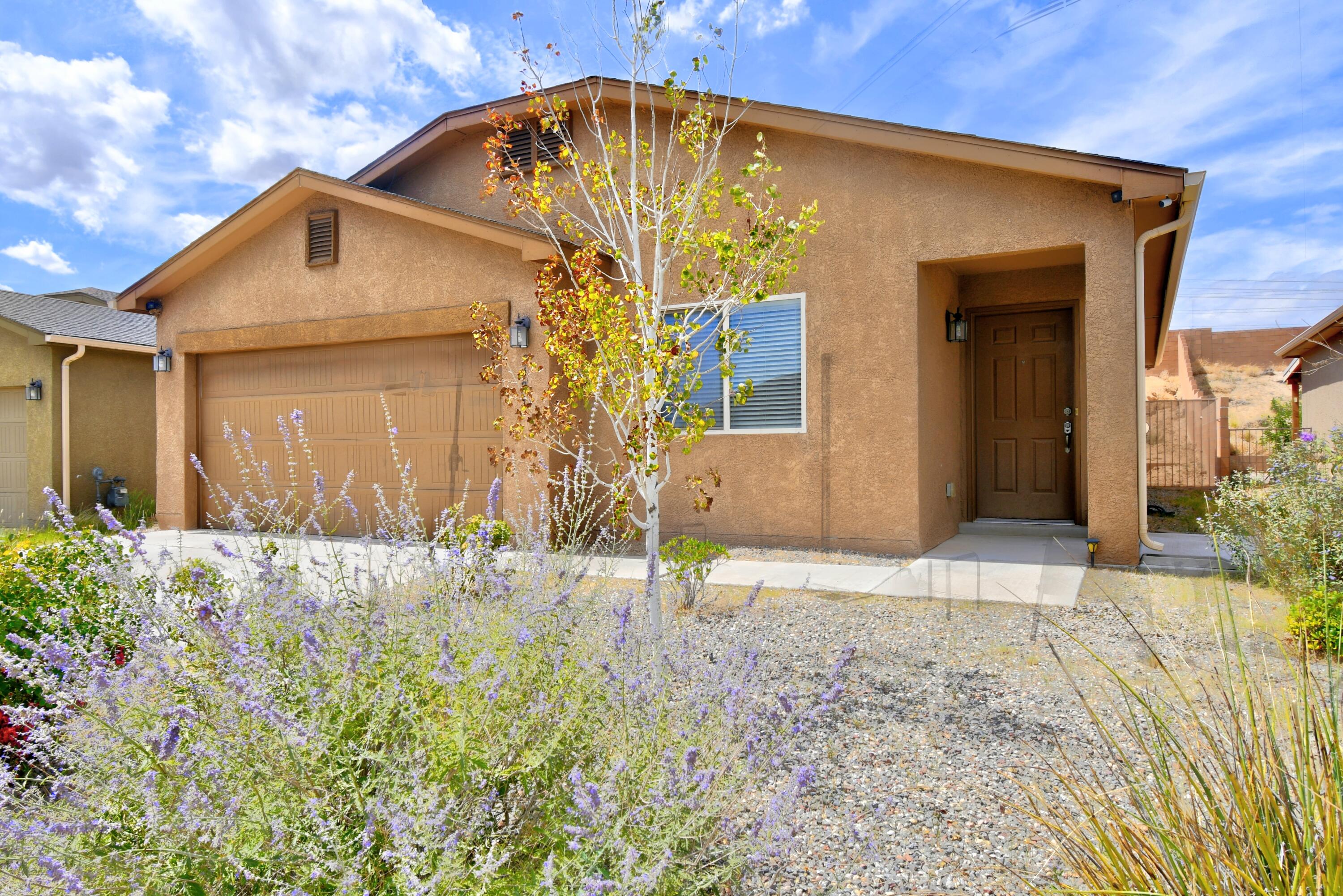Build Green, NM Silver Home ready for new owner. That means lower utility bills for U! Built in 2014 also with EZ care tankless hot water heater.  Vaulted ceilings and open living area combine to form a relaxing cooking and living area for guests and you and yours. Refrigerated air in this one! Yea! As well as recent fresh carpet just. Quiet DR Horton area with no HOA.Home backs up to city land with extra yard space.Proposed BY deck has braces already installed.  Call for more information.  Please note Seller is still working on moving and some home projects. Better Hurry!