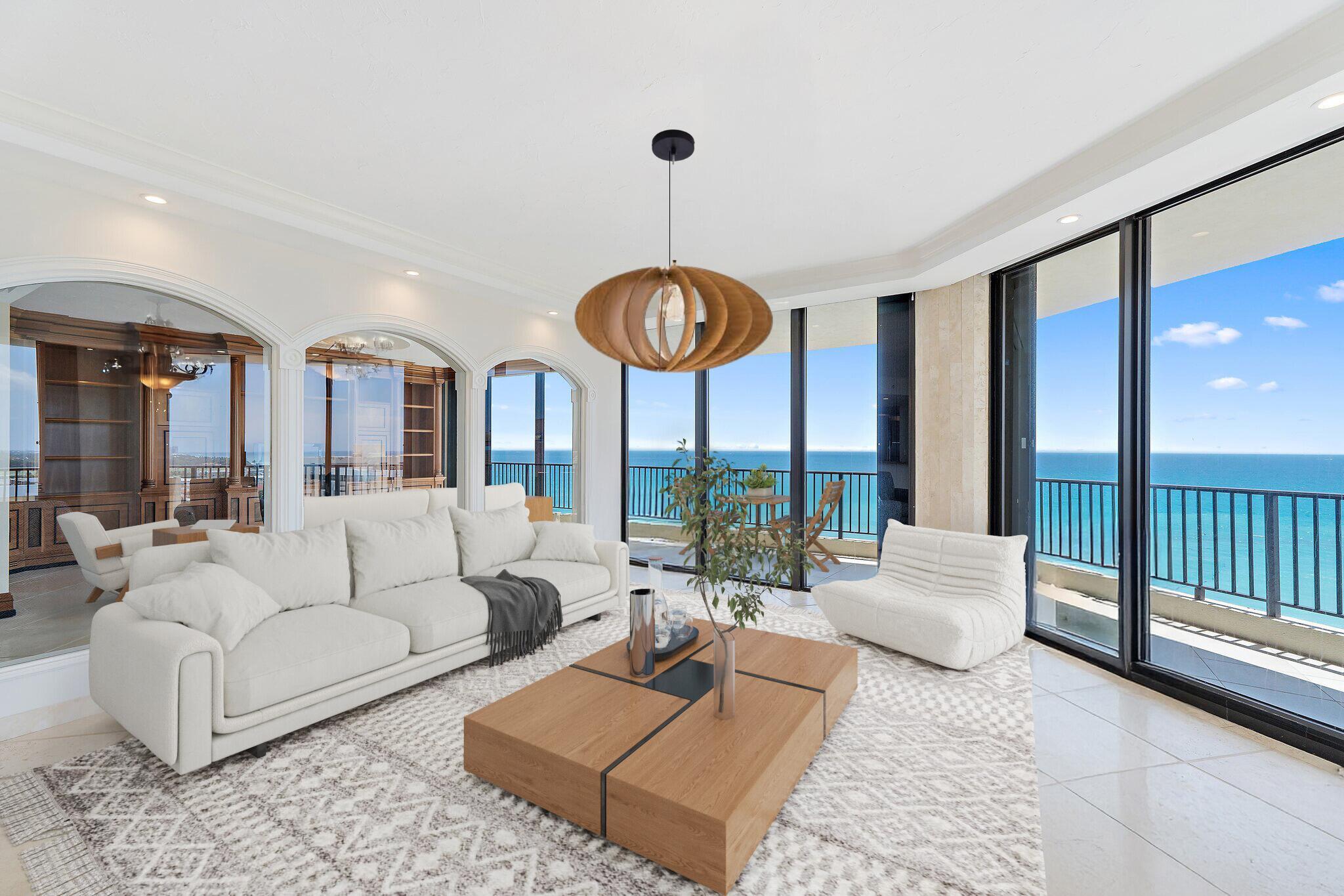 Rarely available in the exclusive Oceanfront at Juno Beach, this luxurious penthouse offers unmatched privacy with only two residences per floor. Spanning half a floor, it lives like a single family home on the ocean with over 1,000 square feet of wrap around balcony capturing breathtaking sunrise views of the Atlantic Ocean and breathtaking sunset views of over the preserve. Inside, enjoy private elevator entry, expansive living areas, marble floors, a gourmet kitchen with Thermador and SubZero appliances, and a lavish primary suite with spa bath. This residence features three bedrooms, four and a half bathrooms, plus a versatile den that provides the perfect balance of space and flexibility.The property also includes a private cabana with a full bathroom and kitchenette. A spacious rooftop deck can be customized to fit your lifestyle, whether you envision a rooftop garden, an outdoor dining oasis, or a stargazer's haven.

Oceanfront's gated community provides resort style amenities including a fitness center, saunas, infinity pool, and direct beach access.