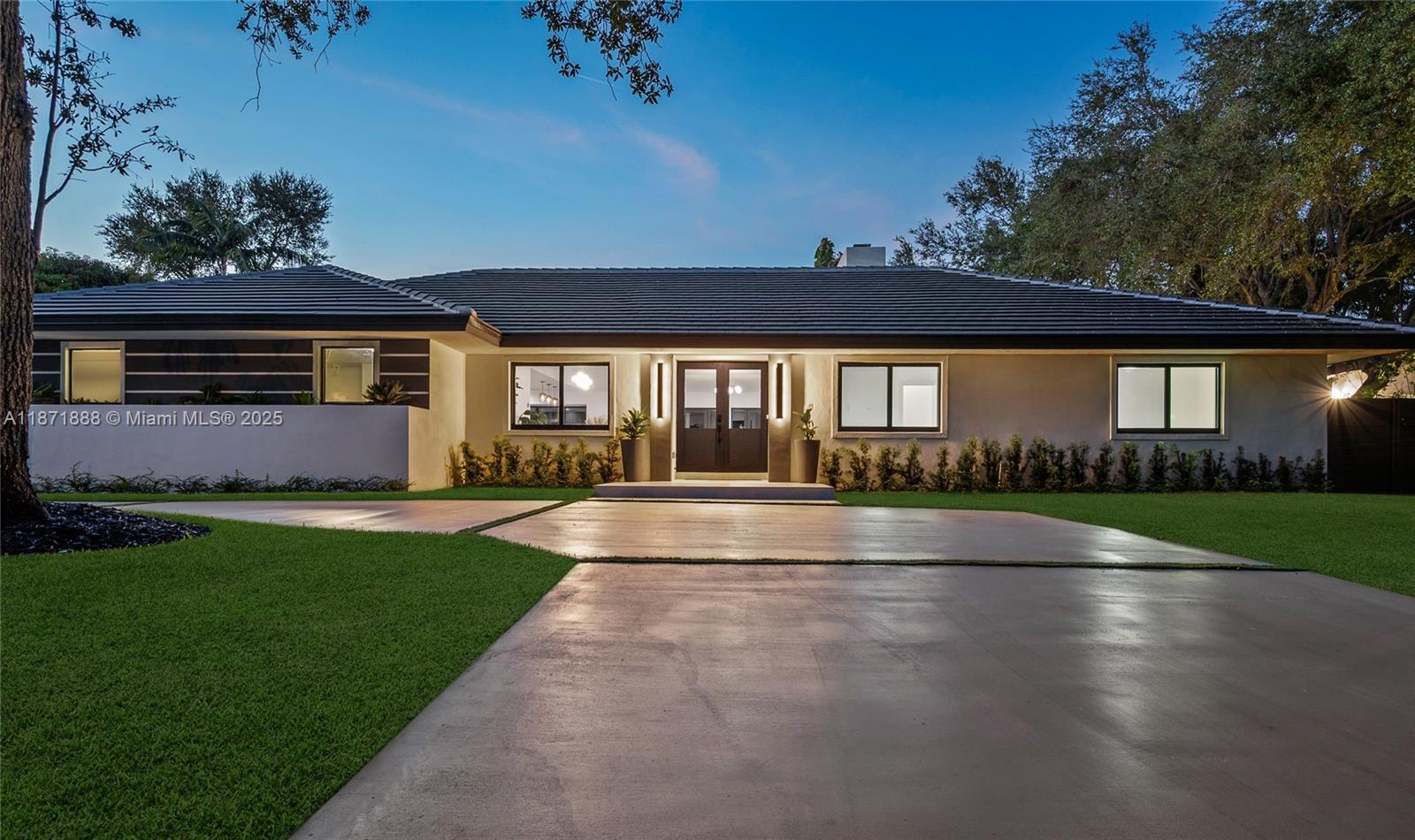 Gutted and rebuilt, essentially like a new construction and offered Furnished. Designer renovated 6bd/4bth home + spacious master loft, soaring ceilings, and expansive living areas. All-new roof, electrical, plumbing, HVAC, impact windows, driveway, fence, and irrigation system. Everything NEW. Huge covered terrace. Custom built-in shelving w/ soft accent lighting. Kitchen & baths w/modern finishes, every room with custom closets. Spacious laundry room. Huge backyard is a personal oasis w/ a modern heated pool & jacuzzi. Walk to Palmer Trinity or short drive to Westminster, Alexander Montessori and best schools in Miami. Be the 1st to enjoy this turnkey residence, simply unpack & enjoy!