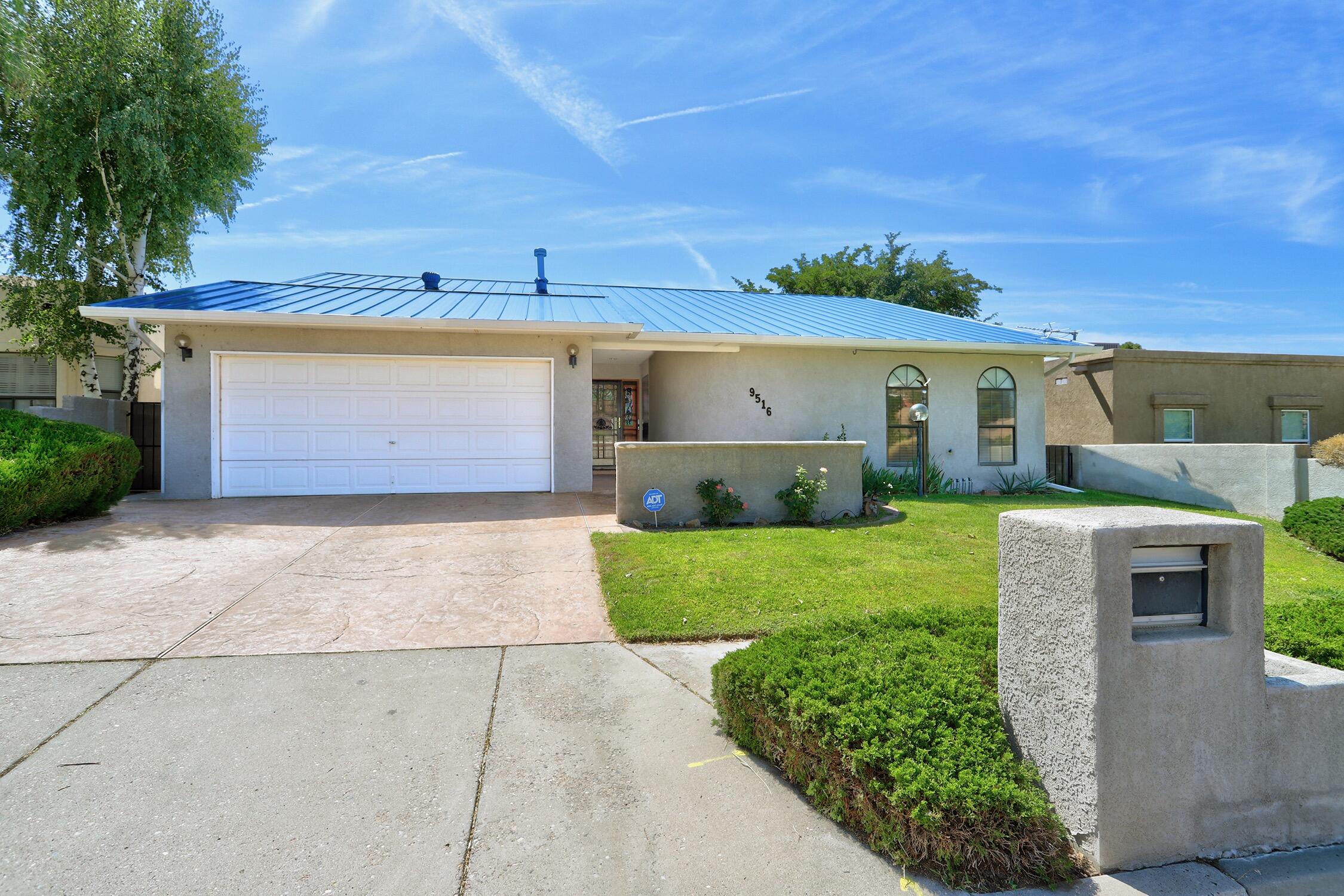 Nestled in the highly sought-after Heritage East neighborhood, this single-story home features 3 spacious bedrooms with generous closets and 2 full bathrooms. The sensible floor plan offers excellent natural light throughout. The kitchen provides ample cabinet and counter space, complemented by stainless steel appliances. Enjoy the home's great curb appeal when greeted by beautifully landscaped front yard and charming blue metal roof. Relax under the covered patio overlooking the backyard with a lush lawn and soothing water feature. Additional highlights include refrigerated air, a finished garage with tons of storage, and proximity to top-rated schools. A fantastic find in a prime location. Welcome Home!