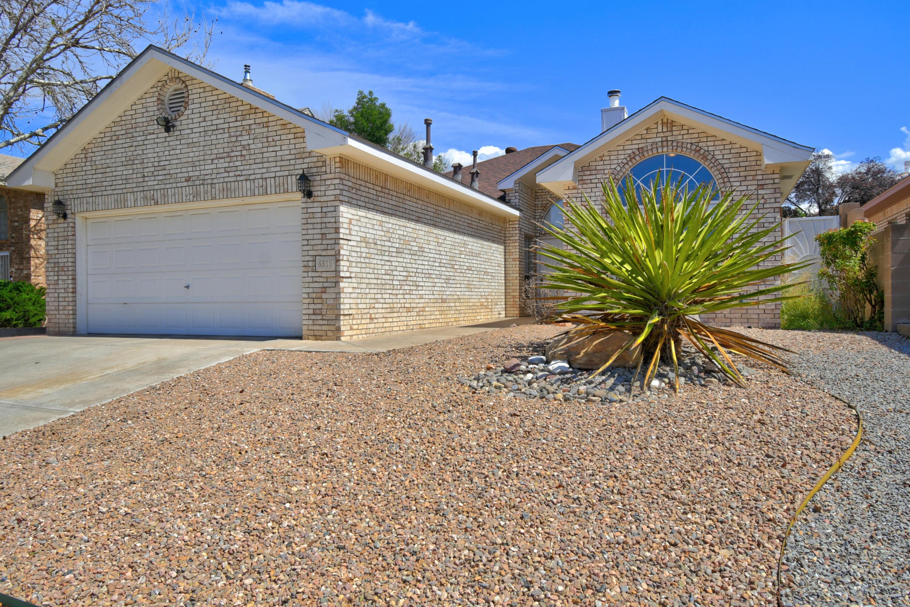 Bright and open! This home is perfect for anyone. Side front door is away from the street and private. Nice foyer welcomes your guests and invites them to enjoy your home. Show off your artwork and pottery in well lit foyer. Great storage right there. Living room with fireplace, and shelves is open to kitchen, dining area and foyer. Kitchen has lovely tile backsplash, glass block accents, custom lighting and tons of storage. Dining area offers sliding glass door to the covered patio and fun backyard. Primary suite is separate from the public area with a great bathroom and large walk in closet. Other bedrooms are across the house for additional privacy. Large 2 car garage is a direct line through the laundry room to kitchen. Office has a view to front door. This home is turn key ready!