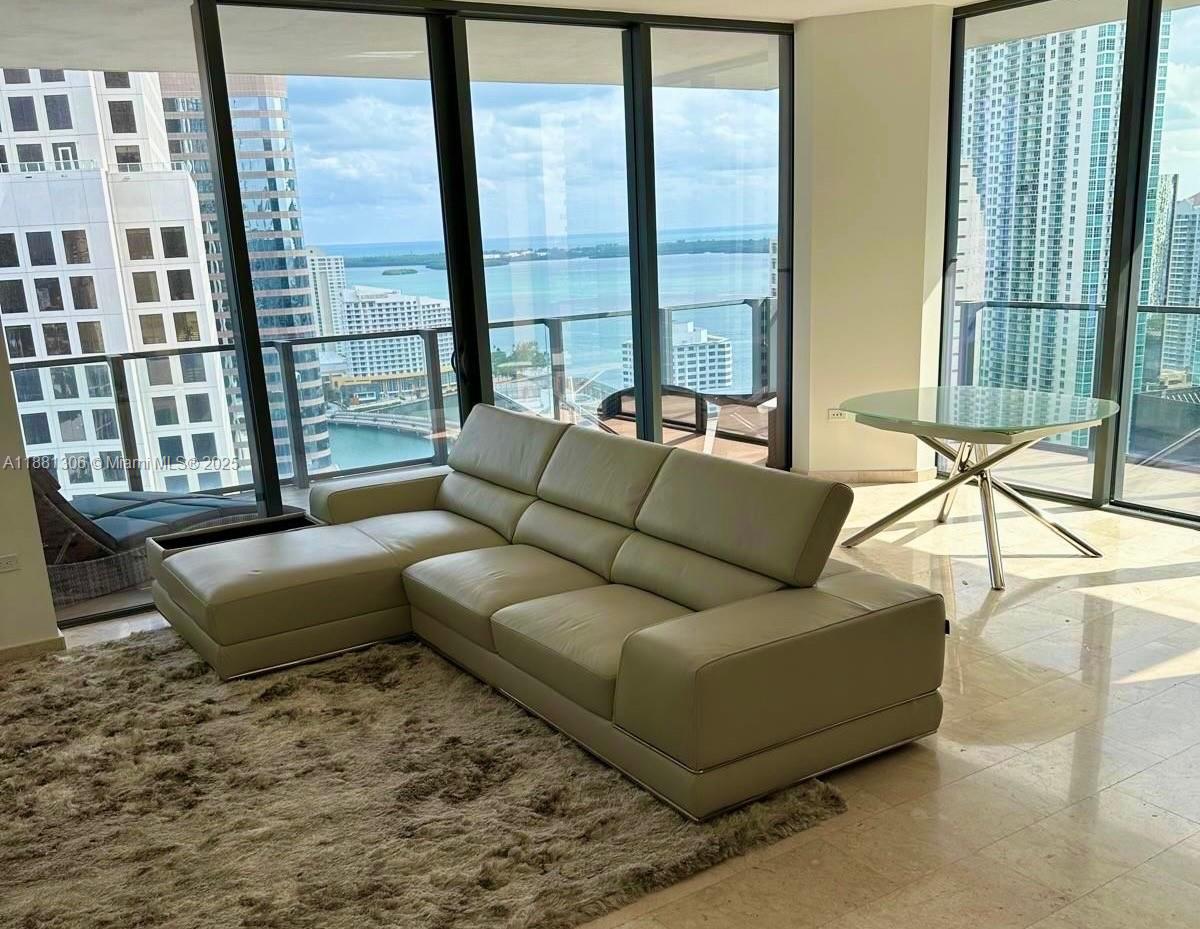 Welcome home to BCC. The most amazing apartment for rent. A corner unit with gorgeous bay and city views. The urban lifestyle of Brickell living. A two bedroom 2.5 bath with modern kitchen with top-of-the-line appliances, a wine cooler and panoramic views. A functional spa, marble floors, floor to ceiling windows throughout and a balcony. Luxury building with 24 seven valet and state of the art amenities that include two pools with a Jacuzzi, kids playroom, party room and much more. Walking distance to the shopping center, banks and restaurants.