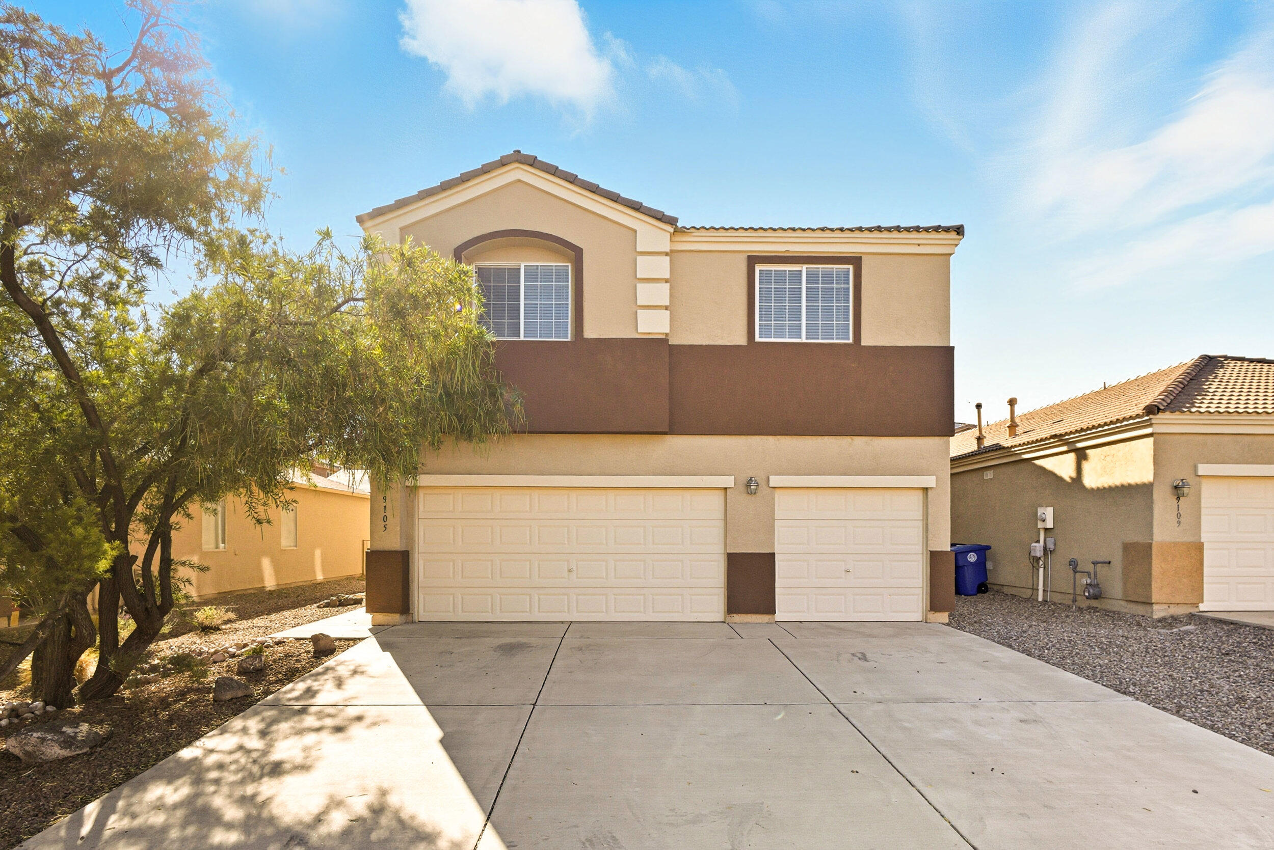 Welcome to this beautifully maintained 5-bed, 4-bath home in the desirable Sierra at the Trails! Designed for comfort and flexibility, it offers three master suites with private baths, oversized bedrooms with walk-in closets, and a primary suite with balcony and a gas-log fireplace. Upstairs laundry is conveniently near four bedrooms. Features include upgraded maple cabinetry, granite island kitchen, modern fixtures, and 18'' tile in wet areas. Additional highlights: 3-car garage with epoxied floors and dual AC/heating. Community amenities include an open-air pavilion, playground, park, and walking paths.