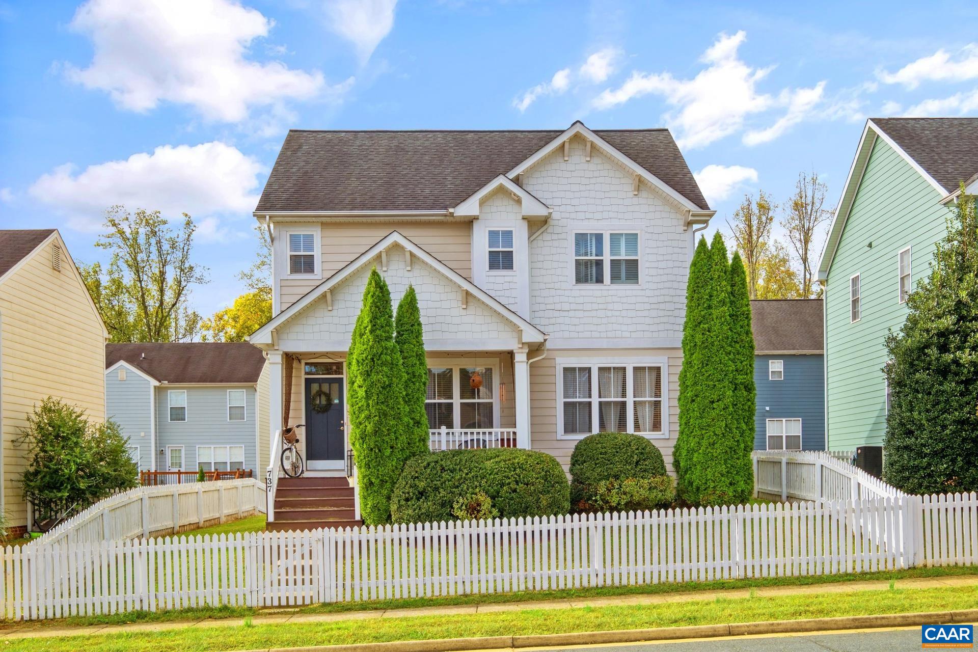 Fantastic home in a prime location! This 3 bed, 2.5 bath home offers comfortable, easy living just minutes from UVA, 5th Street Station, I-64, and the Downtown Mall. The main level features an open-concept layout with spacious living areas, beautiful hardwood floors, and a bright eat-in kitchen. Upstairs, the primary suite includes two closets and a large en-suite with dual vanities, a soaking tub, and a separate shower. Down the hall are two additional bedrooms with generous closet space, a full bath, and a convenient laundry area. Enjoy relaxing or entertaining on the Trex deck overlooking the fully fenced yard, or sip your morning coffee on the covered front porch! OPEN HOUSE SATURDAY 10/25 12PM-2PM