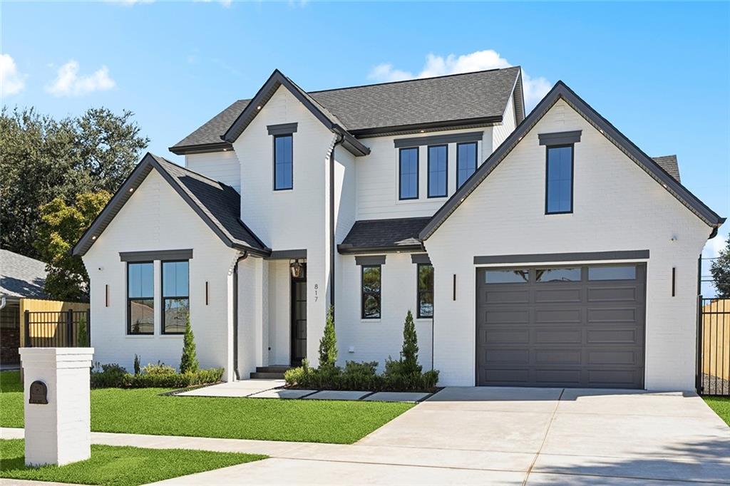 This brand-new custom home showcases timeless architecture and modern craftsmanship. The brick exterior features clean lines, striking black-accented windows, and a beautifully landscaped front yard with a garage. Inside, the foyer welcomes you with elegant wall treatments, a designer light fixtures, beams and checkered tile flooring. The living area offers high ceilings, surround sound, abundant natural light, and a custom Venetian-plaster fireplace. The kitchen features high end appliance package, white oak cabinetry, quartzite countertops, a Venetian-plaster hood and beams on the ceiling. The first floor includes a primary suite with custom ceiling treatment, spa like bath with soaking tub and large walk in closet; as well as a guest bedroom, a spacious mudroom, and a well-appointed laundry room. Upstairs offers a large loft, a home office, and two additional bedrooms—all crafted with thoughtful detail and designer style.