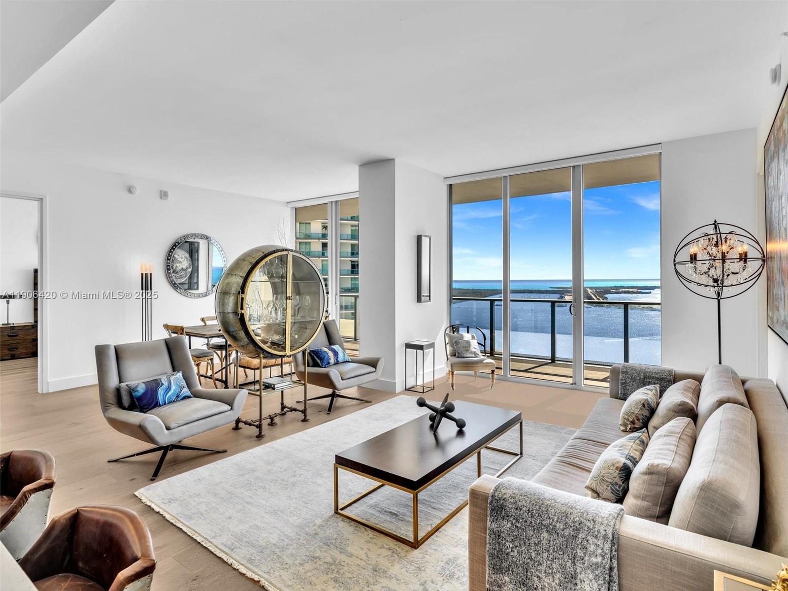 Experience luxury living in this fully furnished unit on the 42nd floor of Brickell House, offering breathtaking, unobstructed water views of the Biscayne Bay. The residence boasts high ceilings, 2 bedrooms, 3 full bathrooms, and a den that can be closed off for privacy, complete with a comfortable sleeper sofa. Residents of Brickell House enjoy access to all the upscale amenities, including a brand new fitness center, rooftop pool, family pool, spa, hot tub, and more. Available short-term only. Minimum 3 months to a maximum of 6 months term.