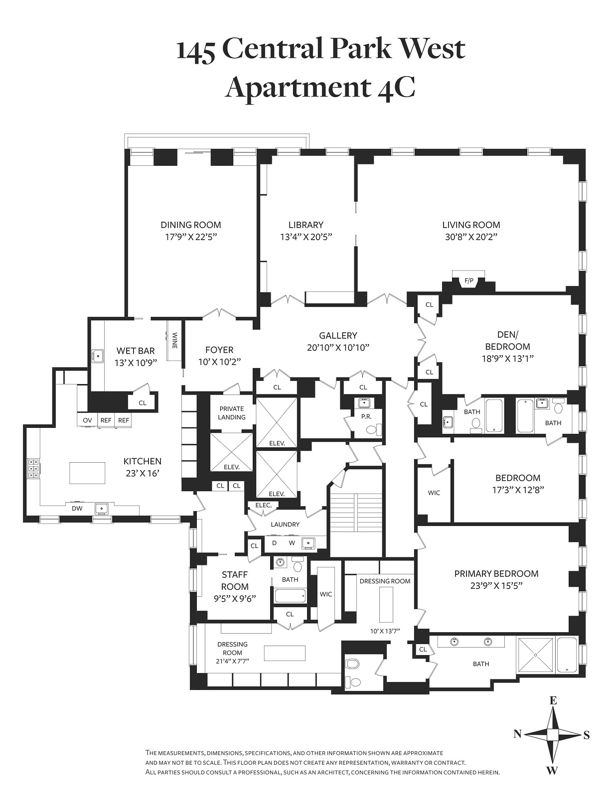 Floorplan for 145 Central Park, 4C