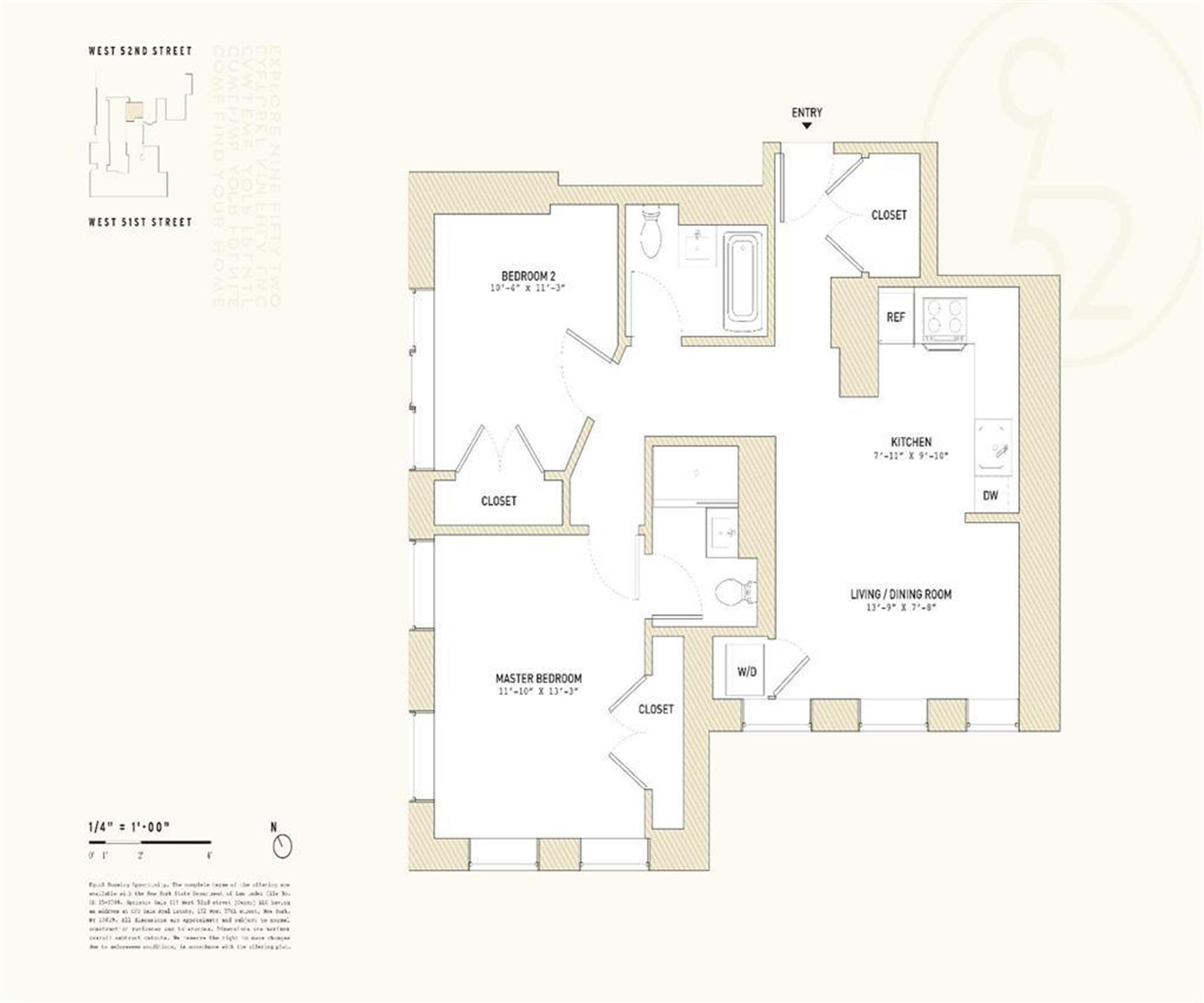 Floorplan for 416 West 52nd Street, 705