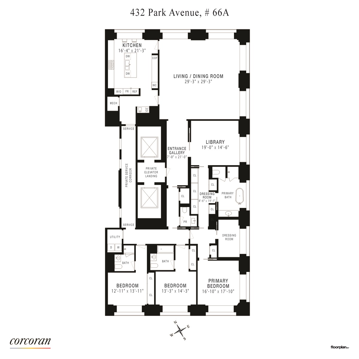 Floorplan for 432 Park Avenue, 66A