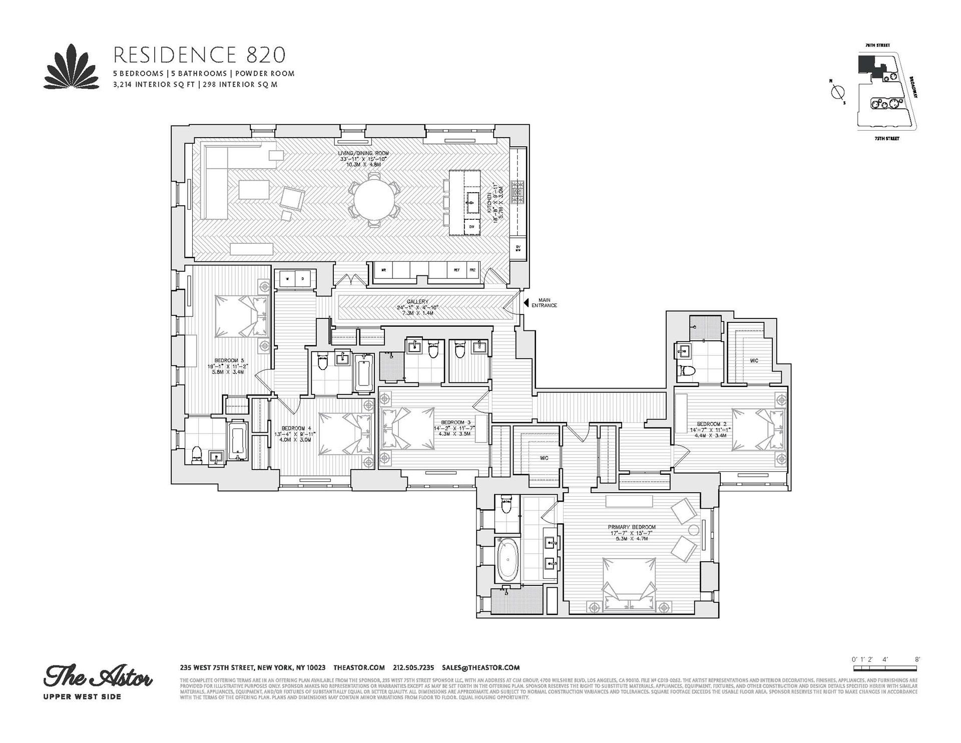 Floorplan for 235 West 75th Street, 820