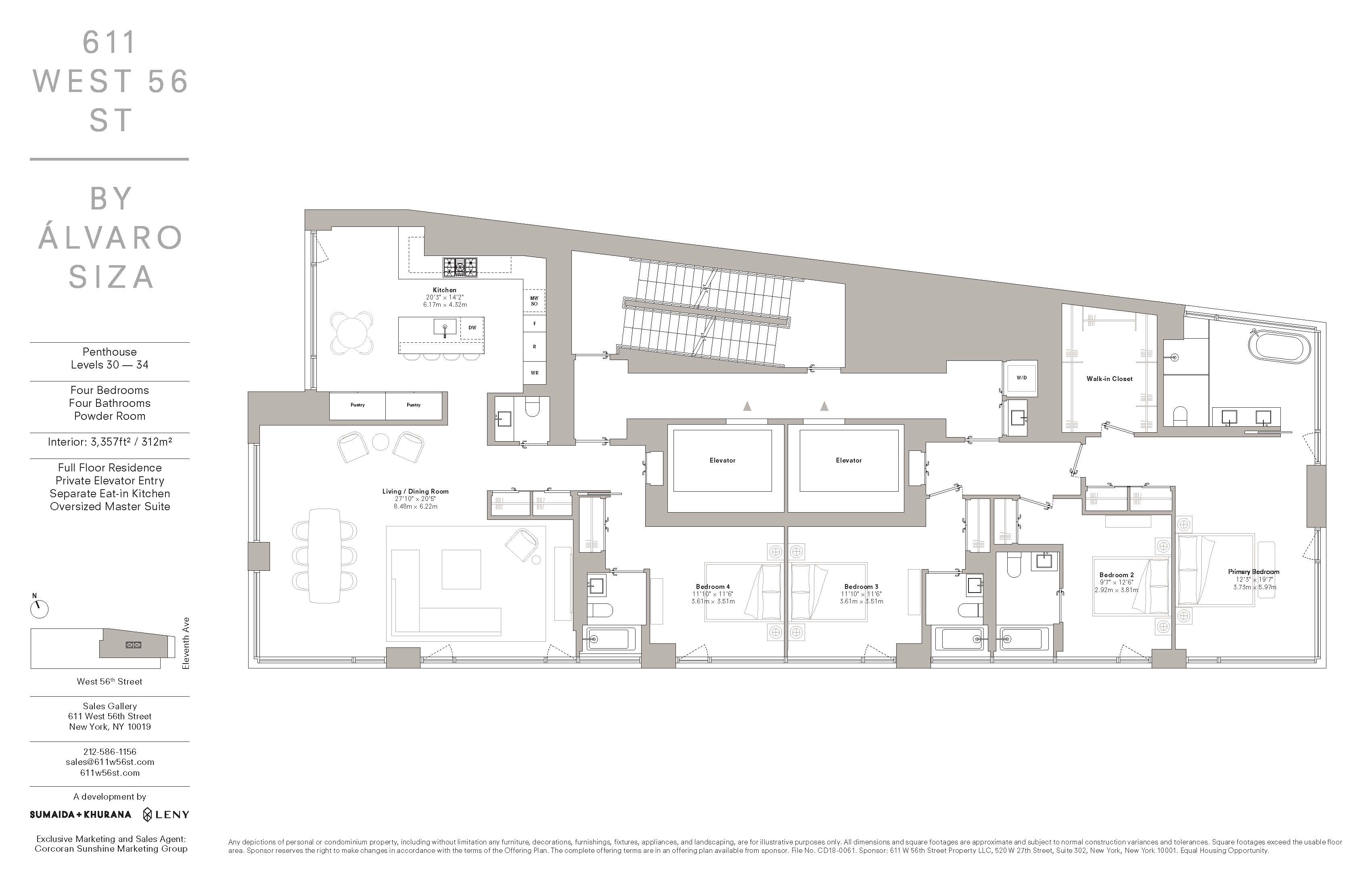 Floorplan for 611 West 56th Street, PH30