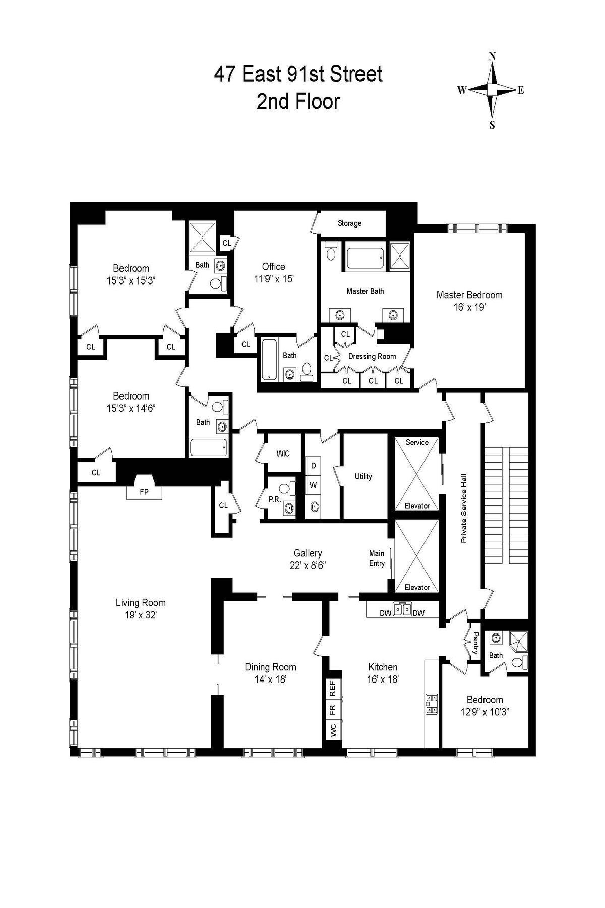 Floorplan for 47 East 91st Street, 2