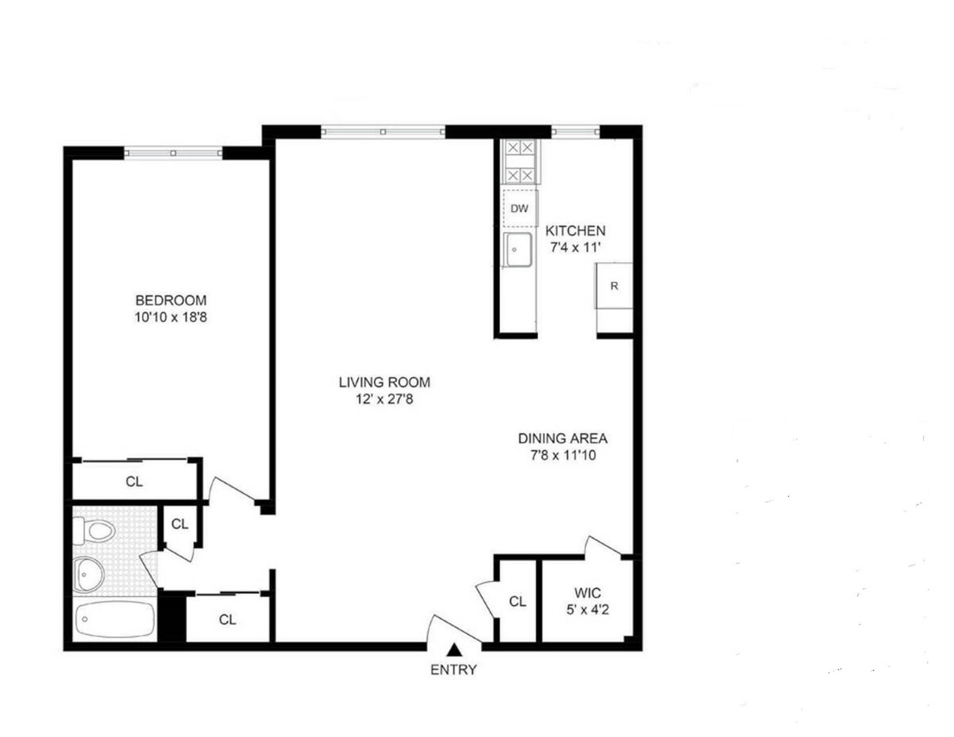 Floorplan for 616 East 18th Street, 4G