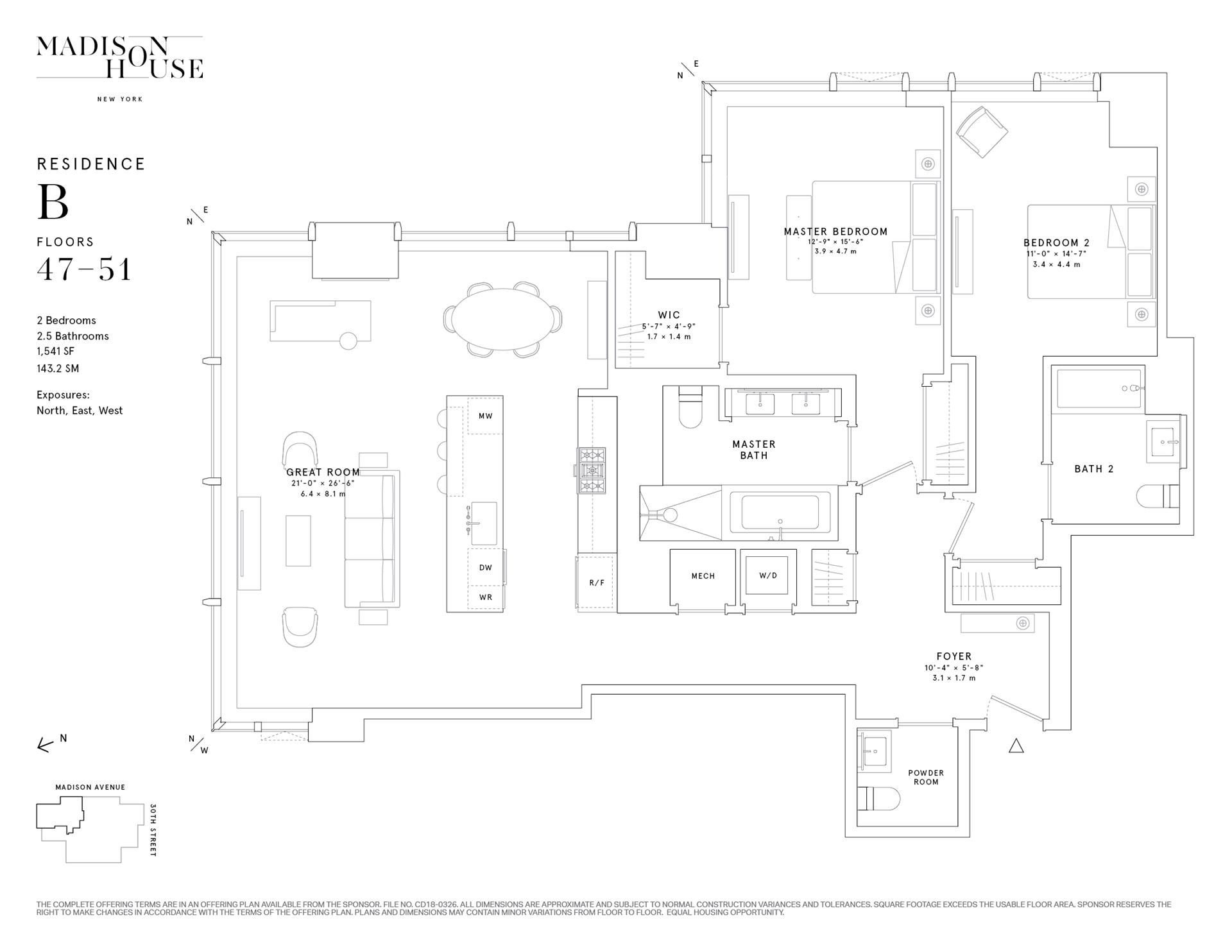 Floorplan for 15 East 30th Street, 51B