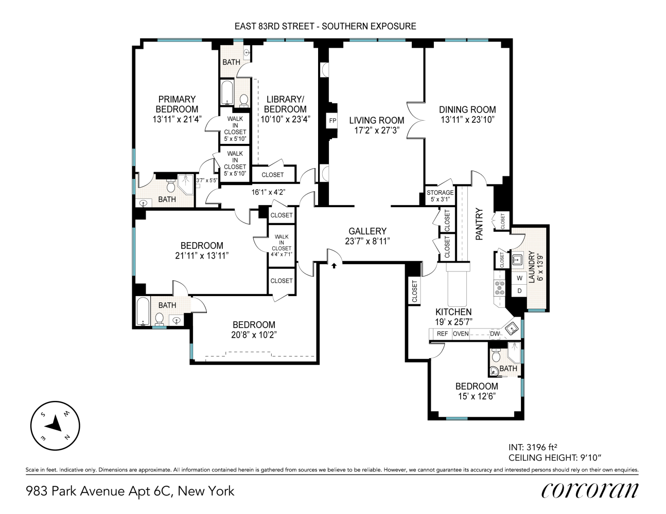 Floorplan for 983 Park Avenue, 6C