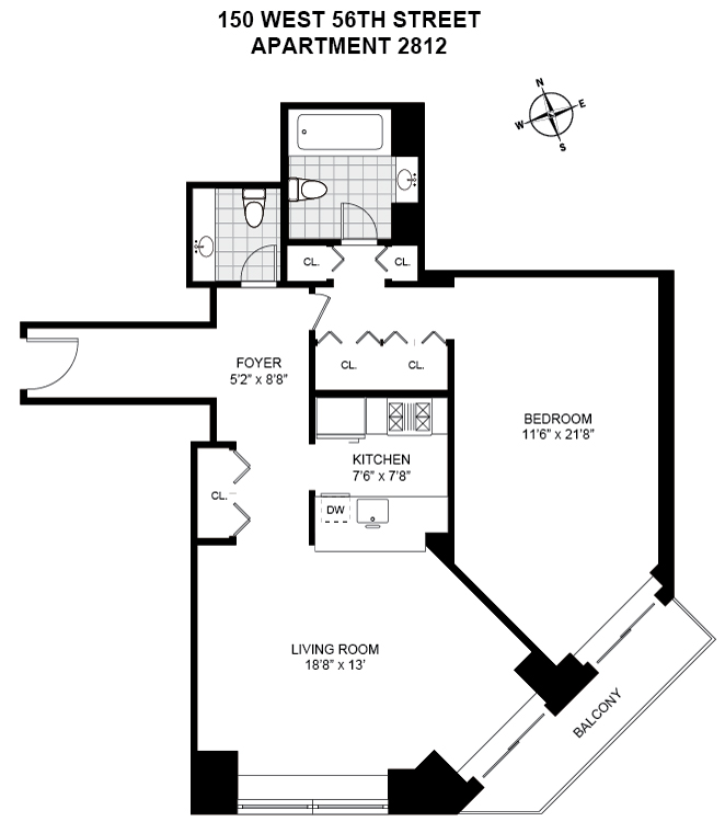 Floorplan for 150 West 56th Street, 2812