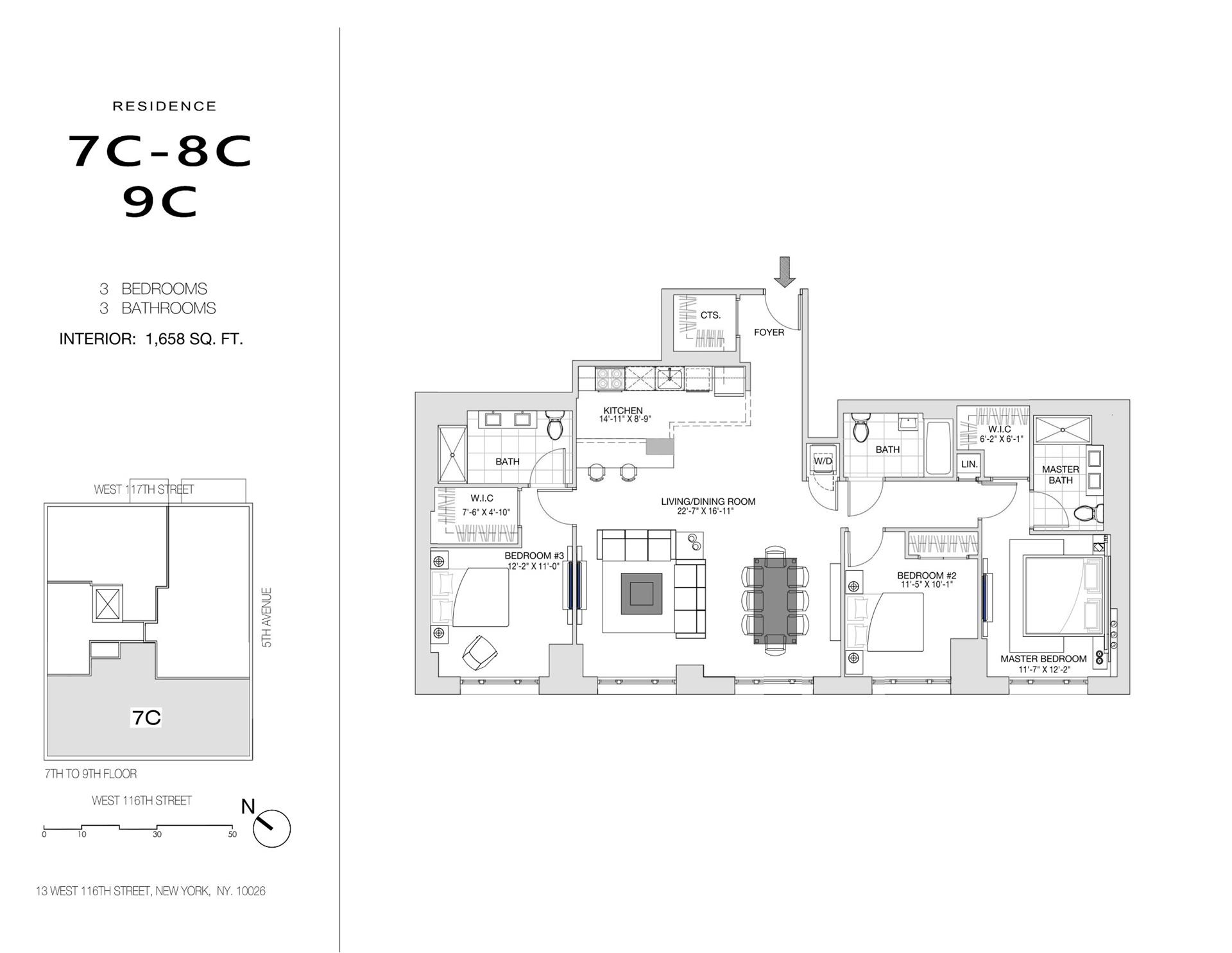 Floorplan for 11 West 116th Street, 8C