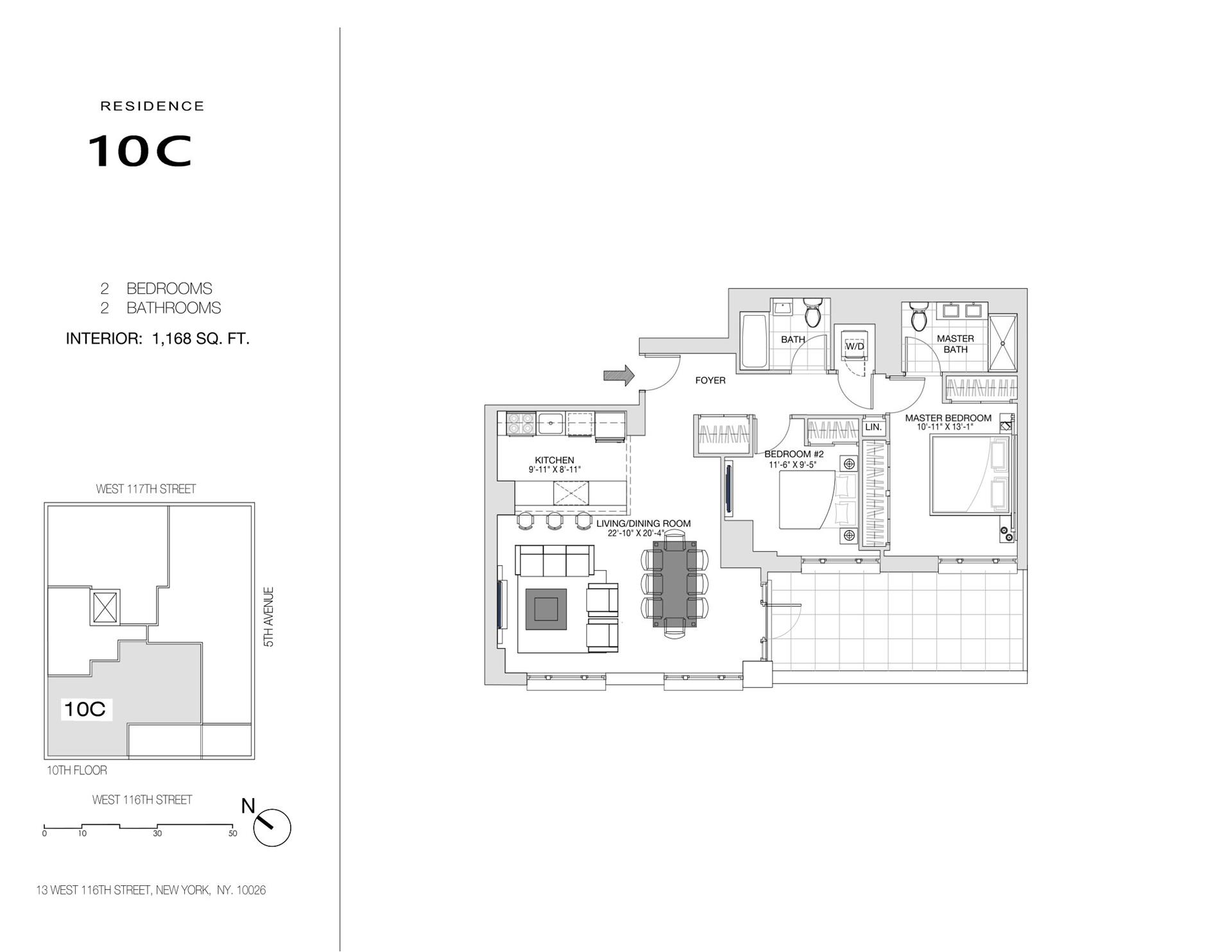 Floorplan for 11 West 116th Street, 10C