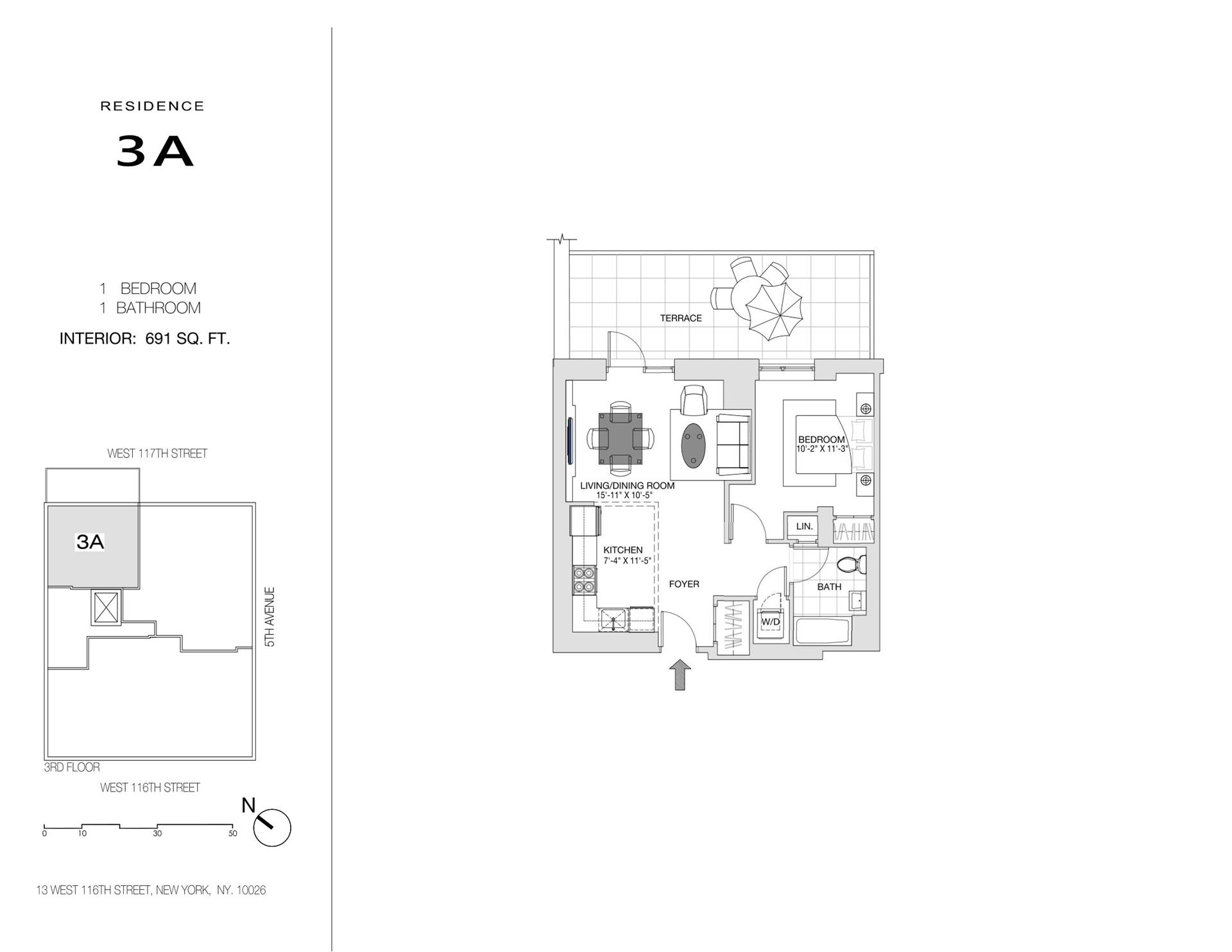 Floorplan for 11 West 116th Street, 3A