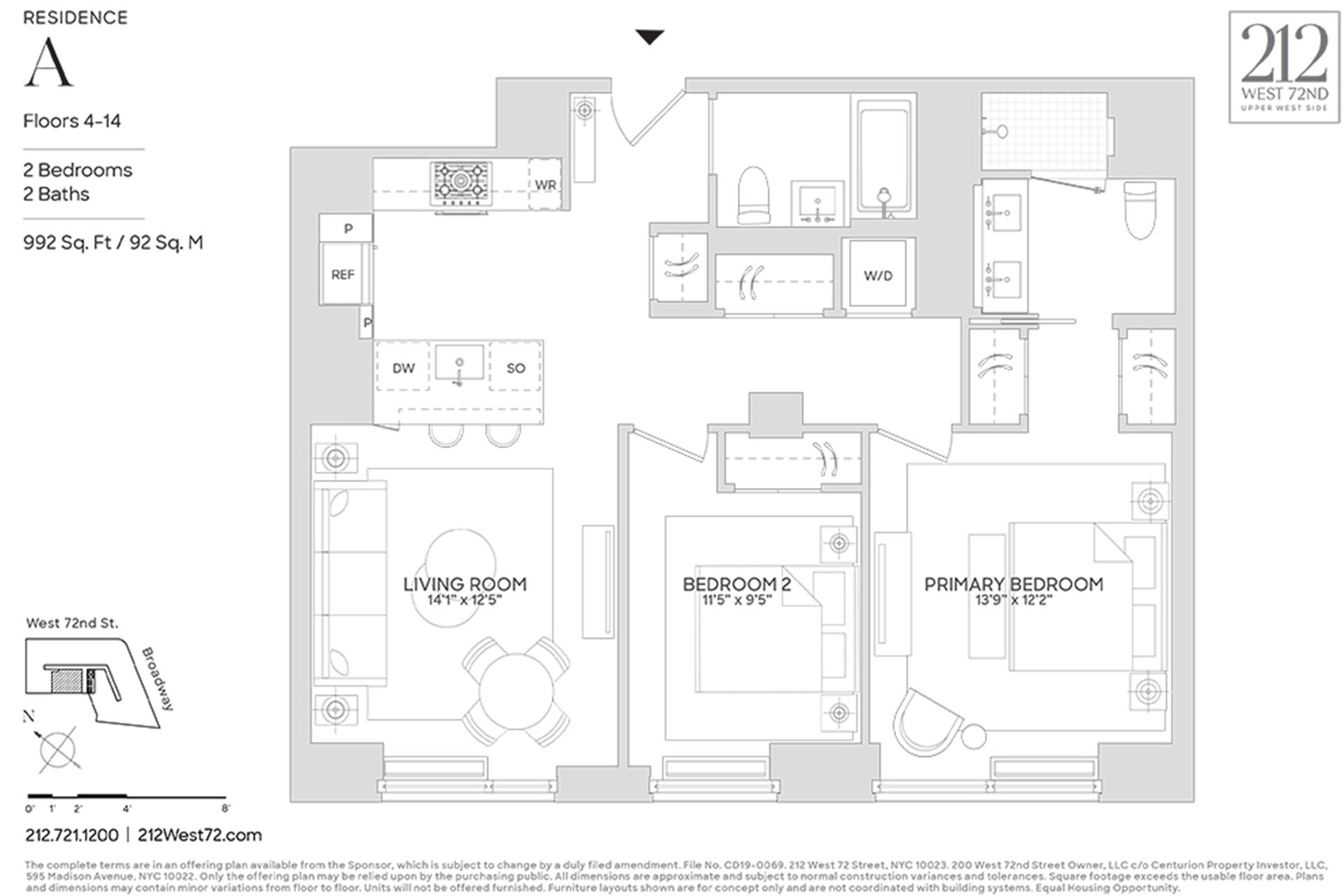 Floorplan for 212 West 72nd Street, 4A