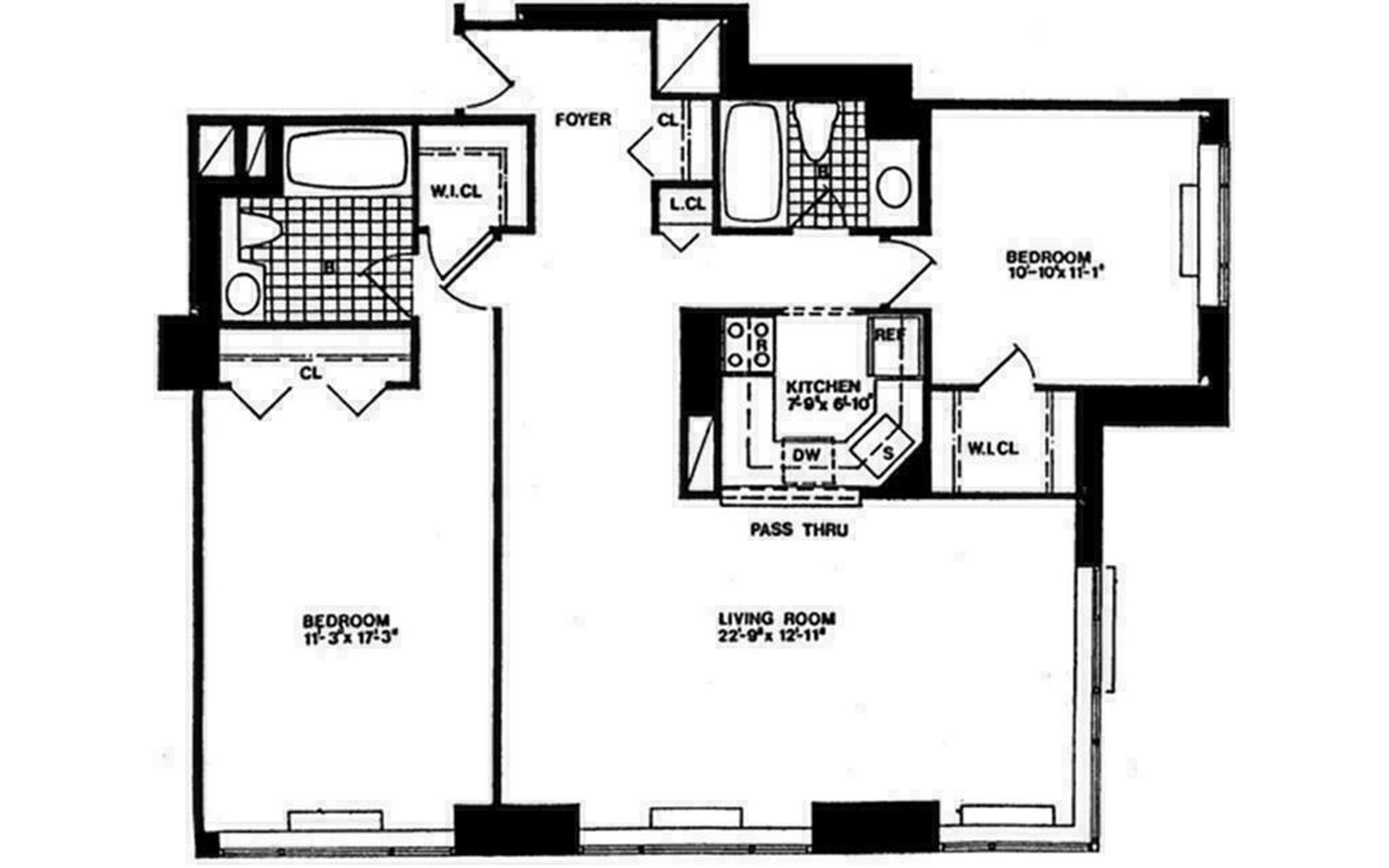 Floorplan for 30 West 61st Street, 11D