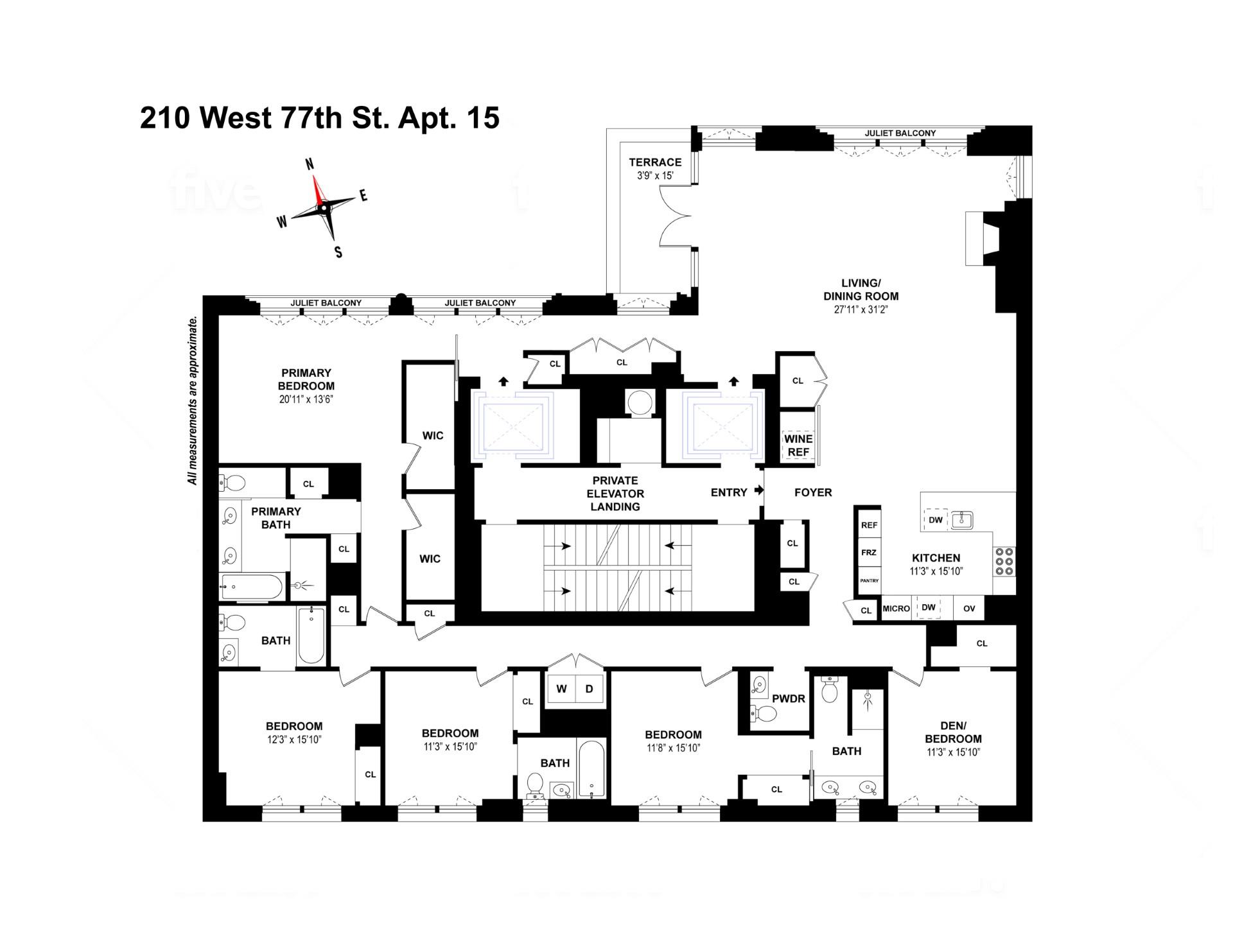 Floorplan for 210 West 77th Street, 15