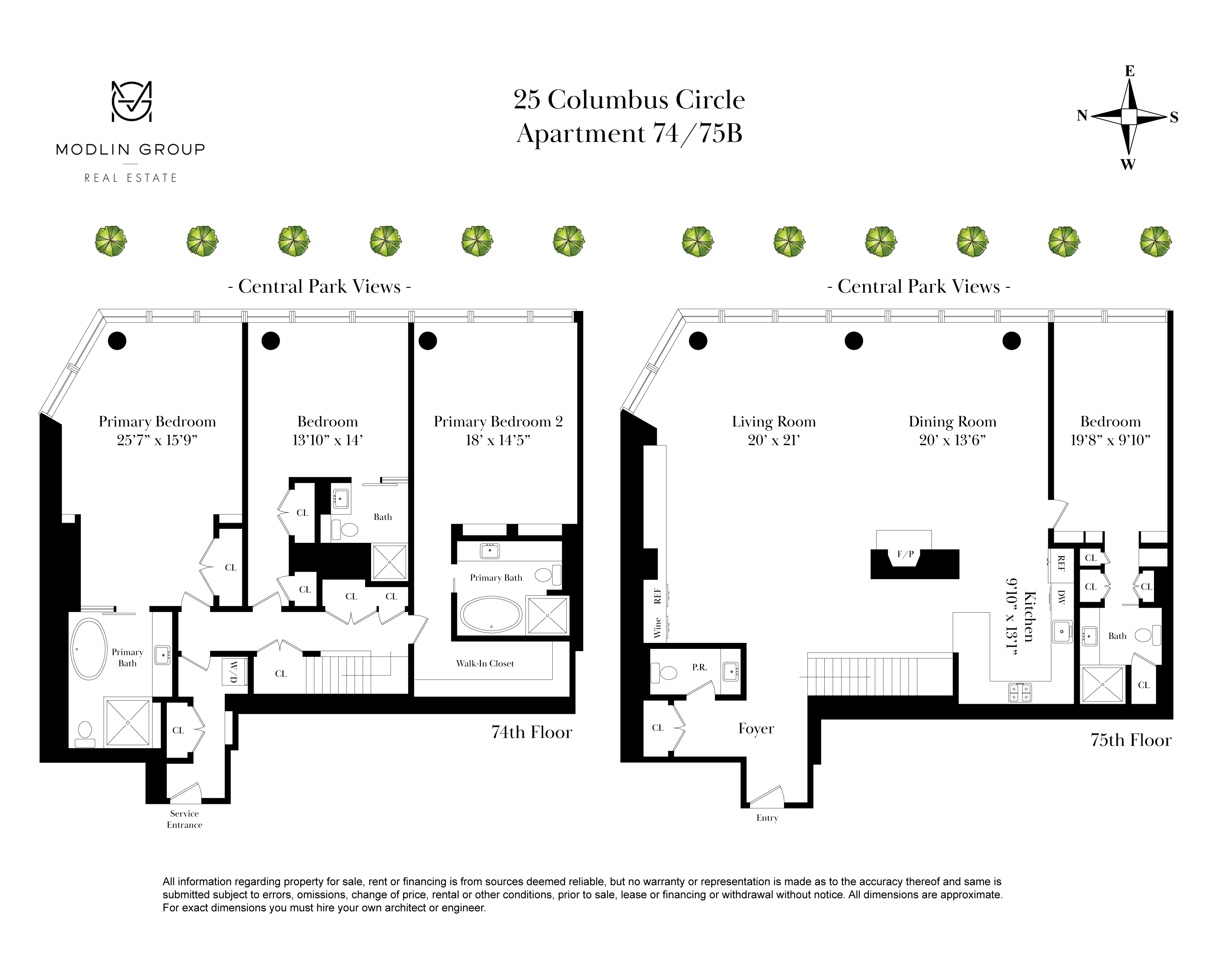 Floorplan for 25 Columbus Circle 74 75B