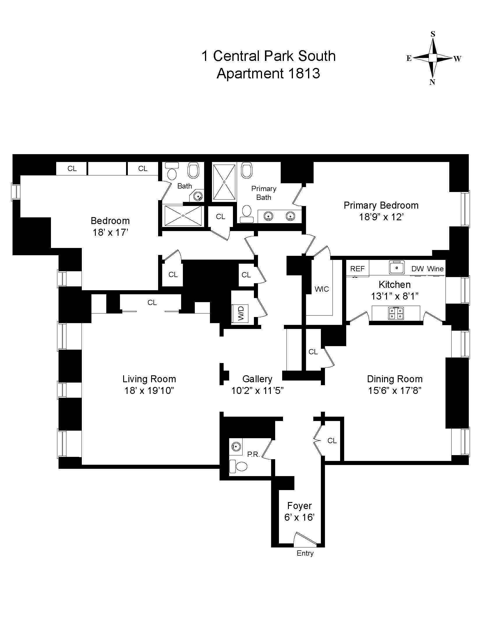 Floorplan for 1 Central Park, 1813