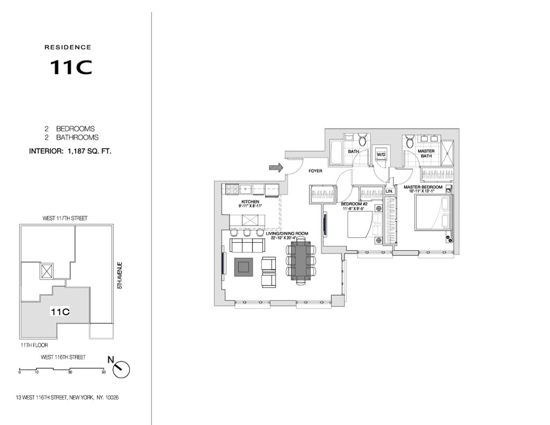 Floorplan for 11 West 116th Street, 11C