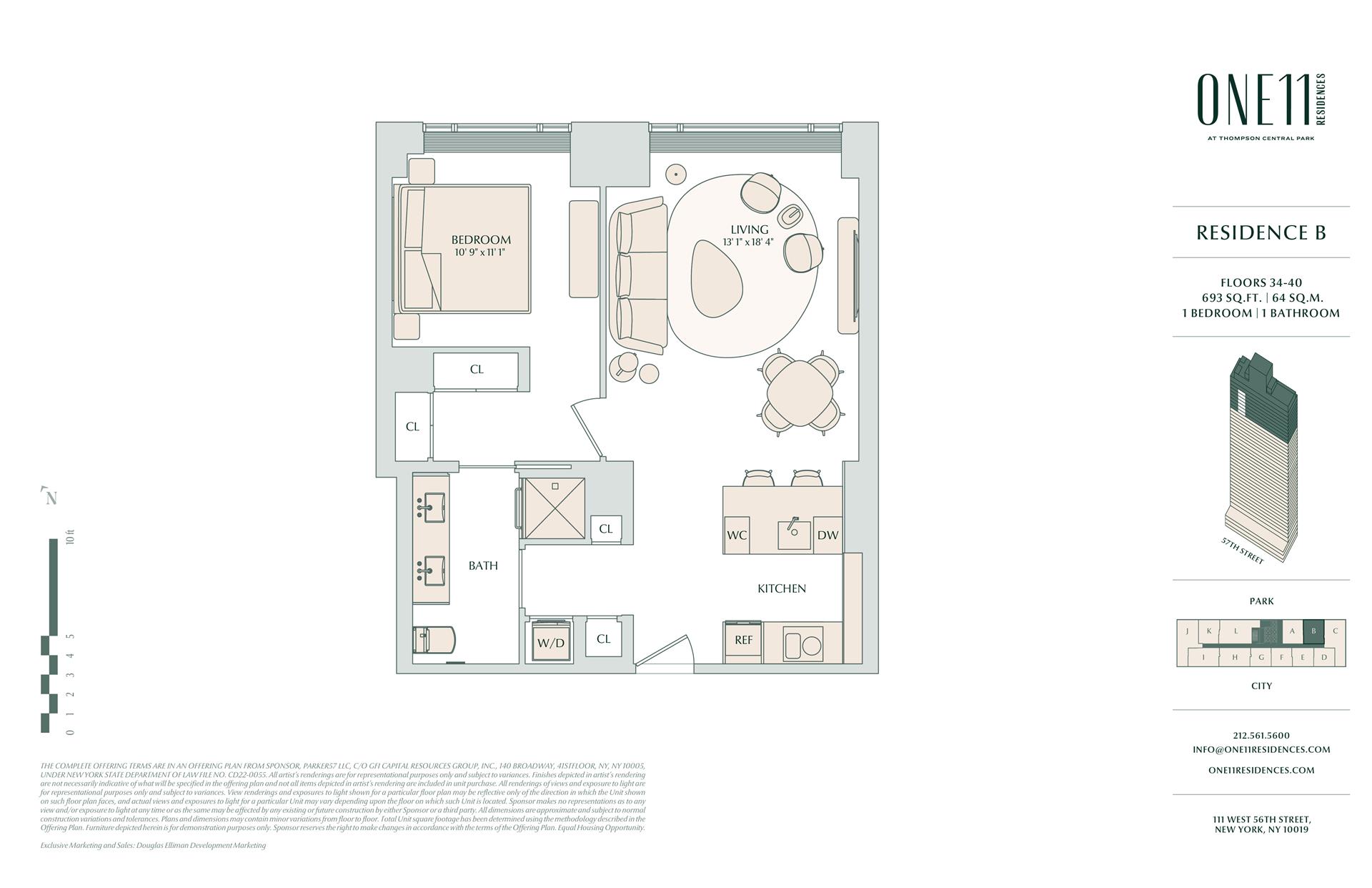 Floorplan for 111 West 56th Street, 36B