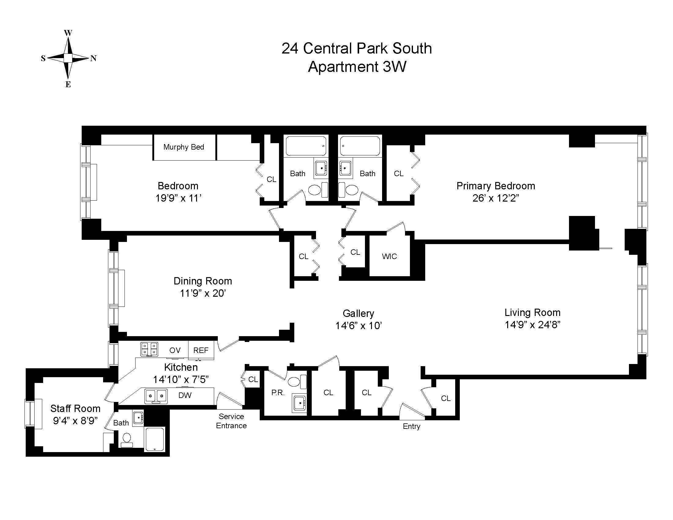 Floorplan for 24 Central Park, 3W