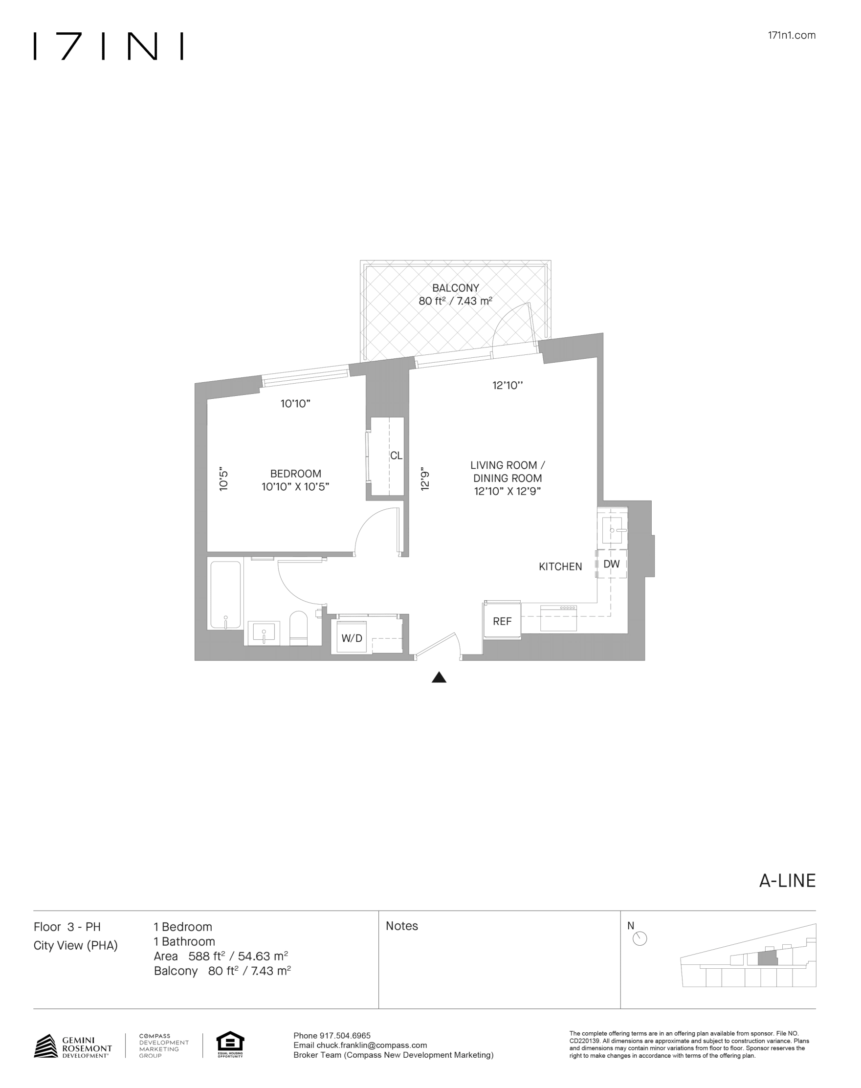 Floorplan for 171 North 1st Street, 3A