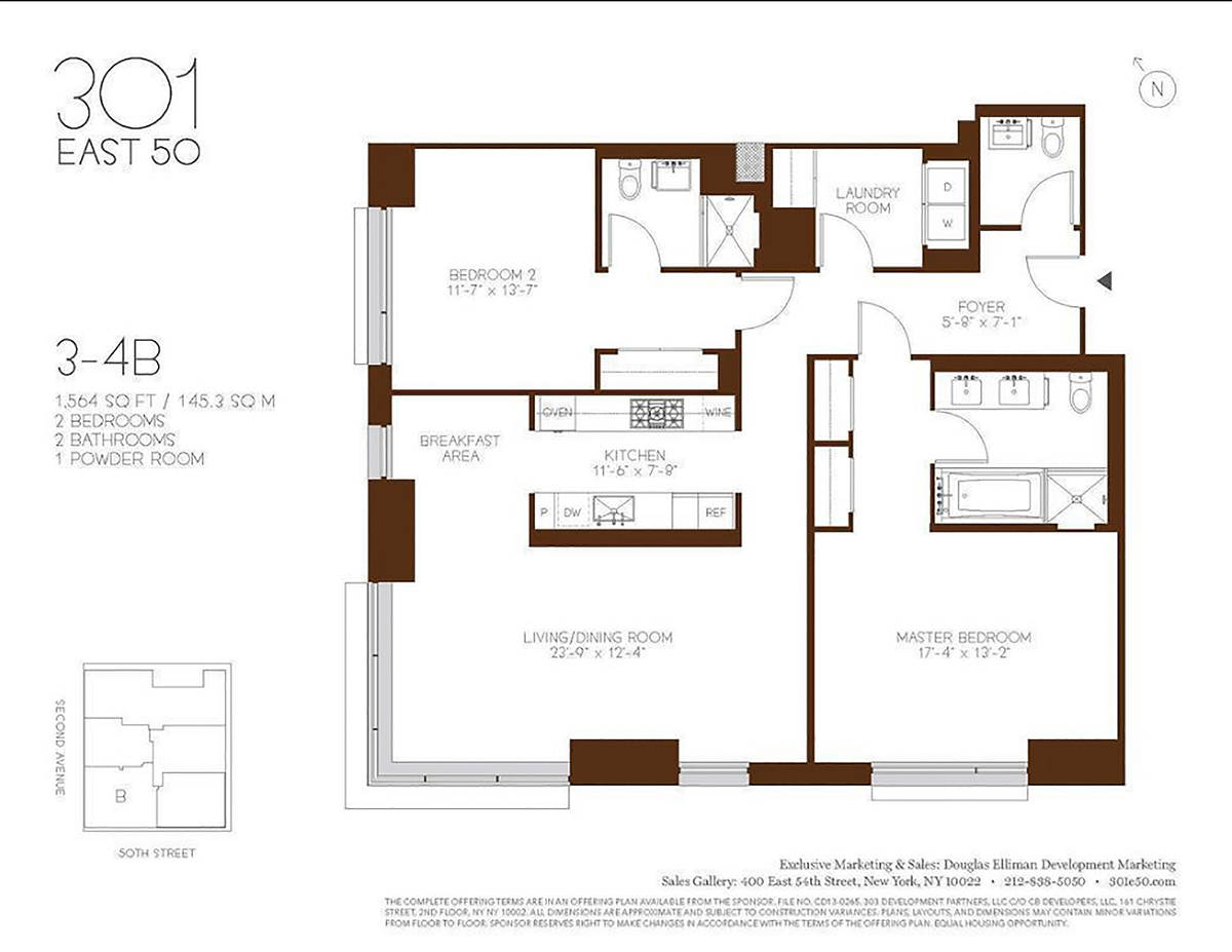 Floorplan for 301 East 50th Street, 4B