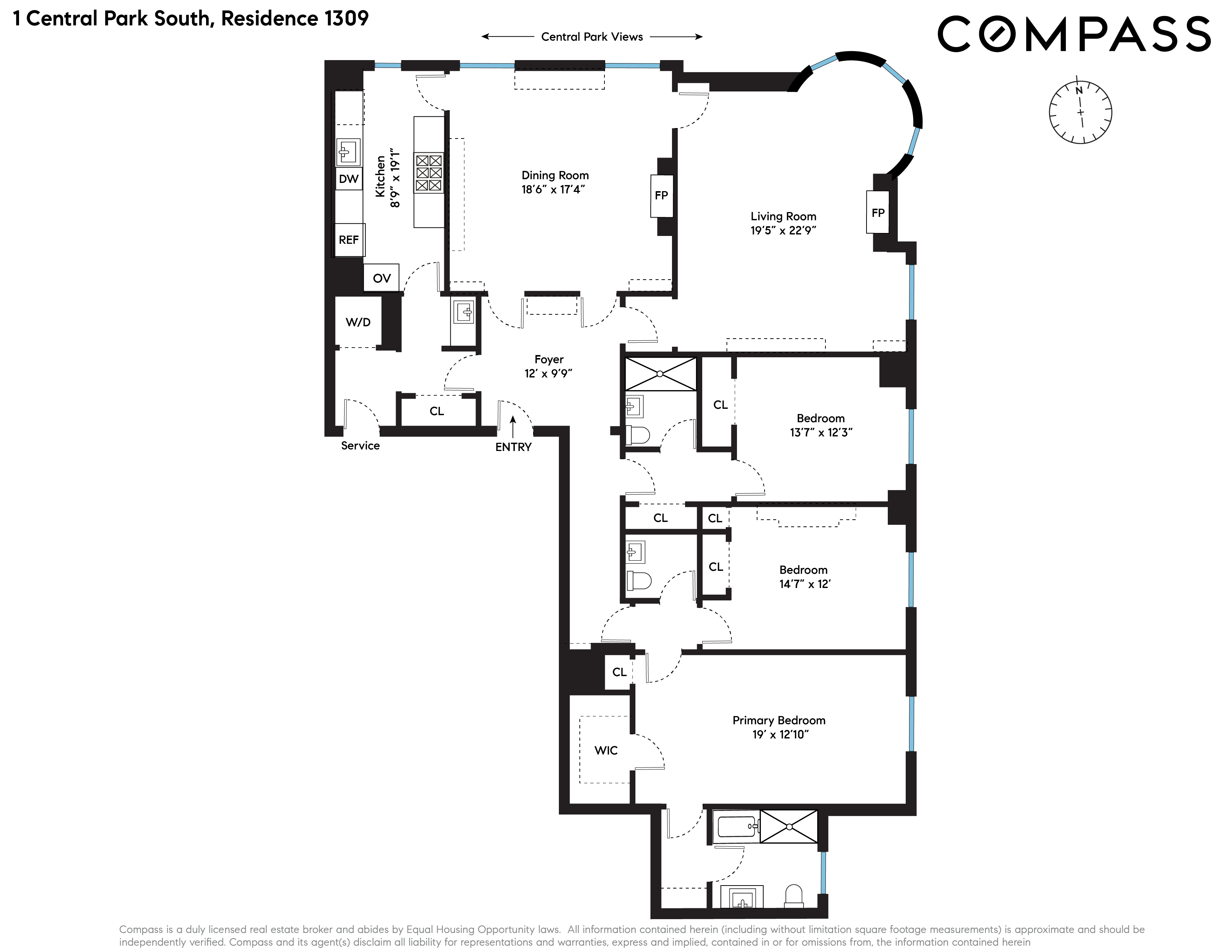 Floorplan for 1 Central Park, 1309