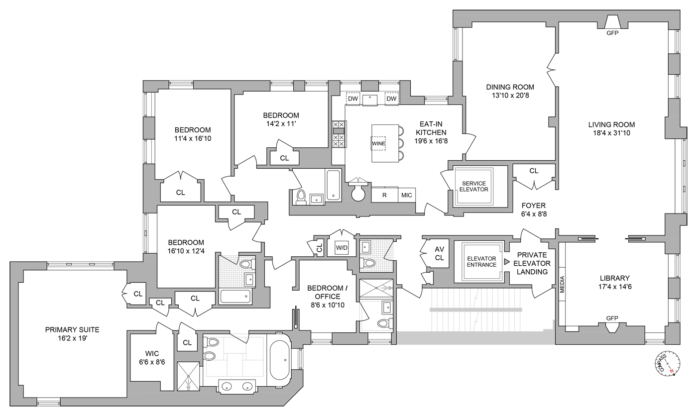 Floorplan for 823 Park Avenue, 5