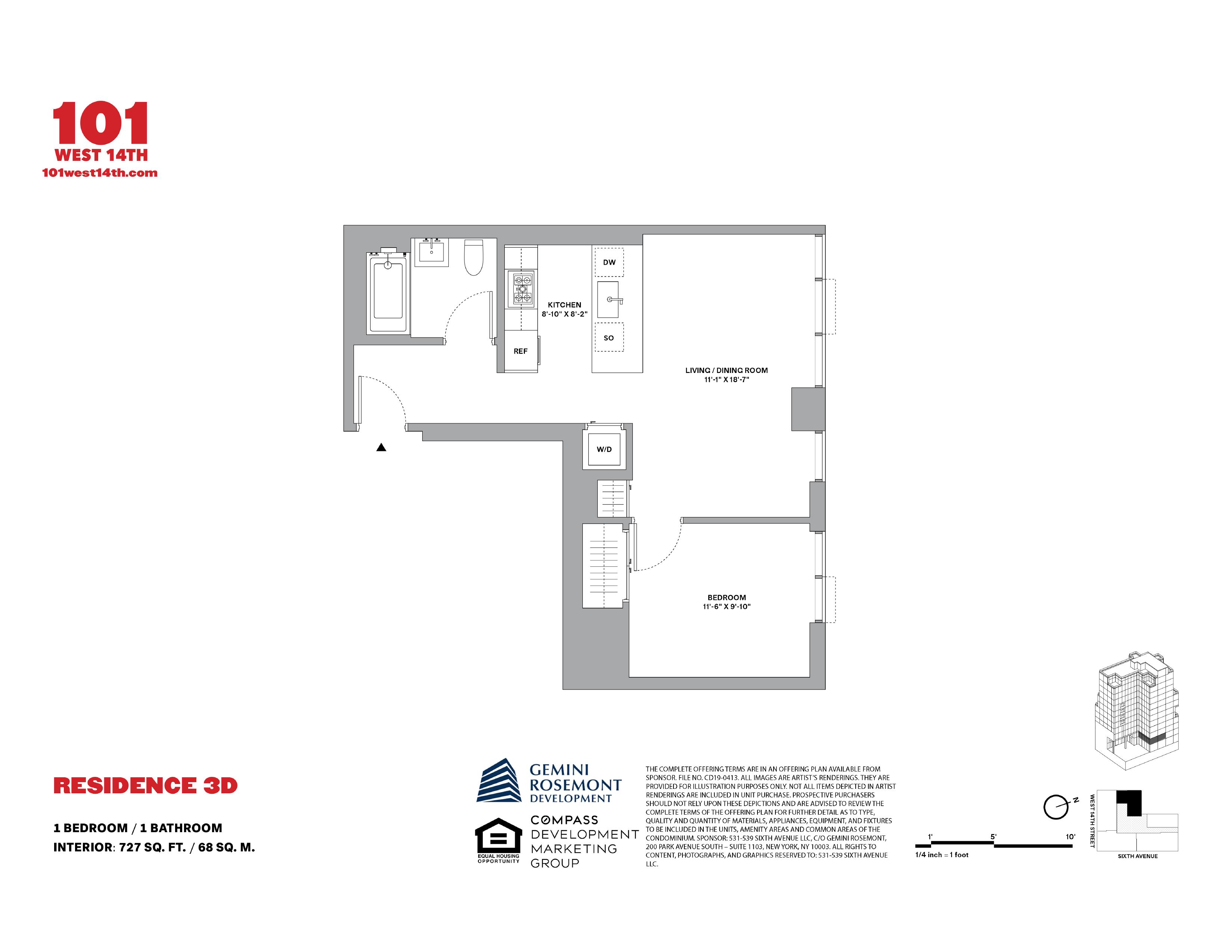 Floorplan for 101 West 14th Street, 3D