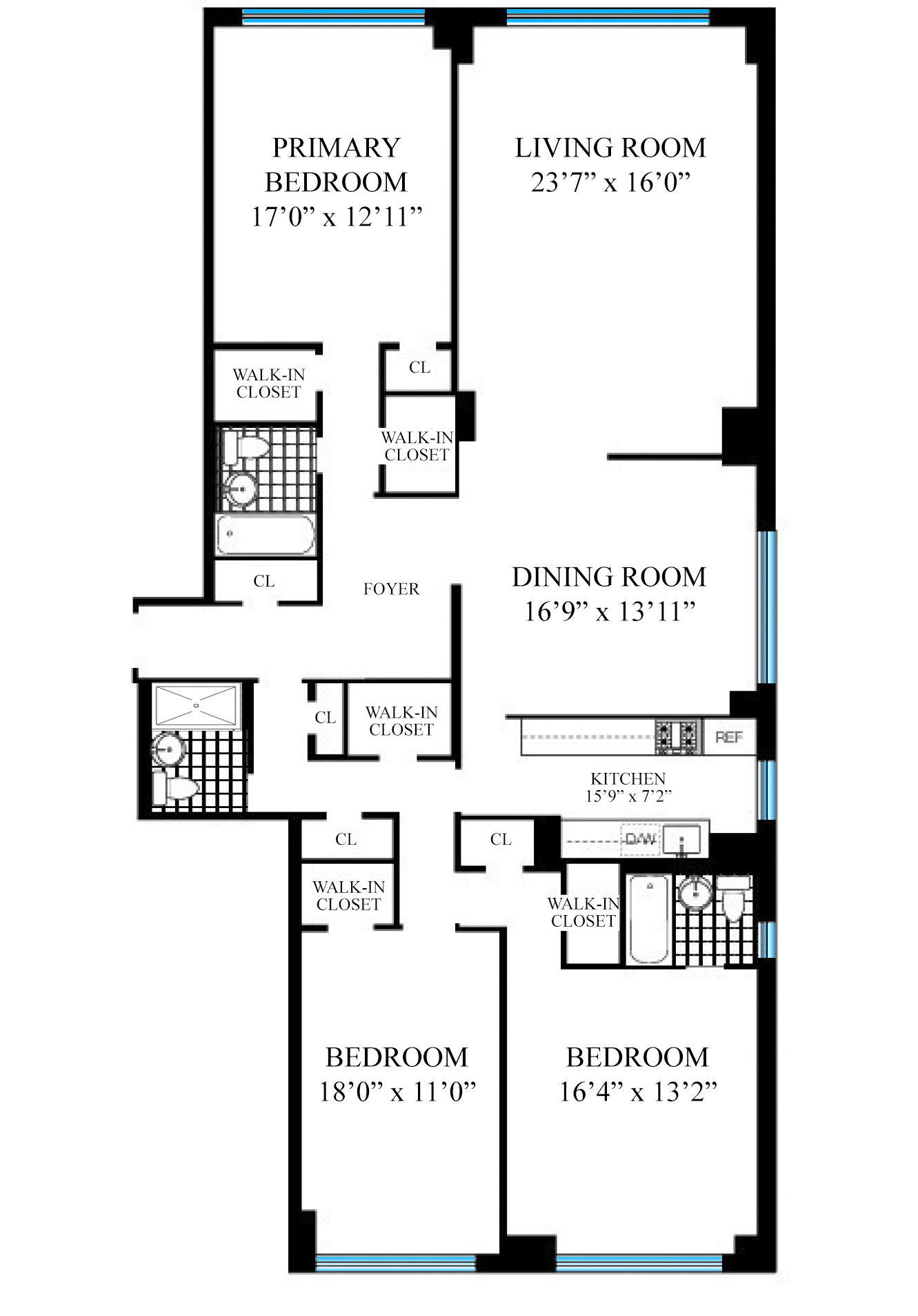 Floorplan for 200 Central Park, 19M