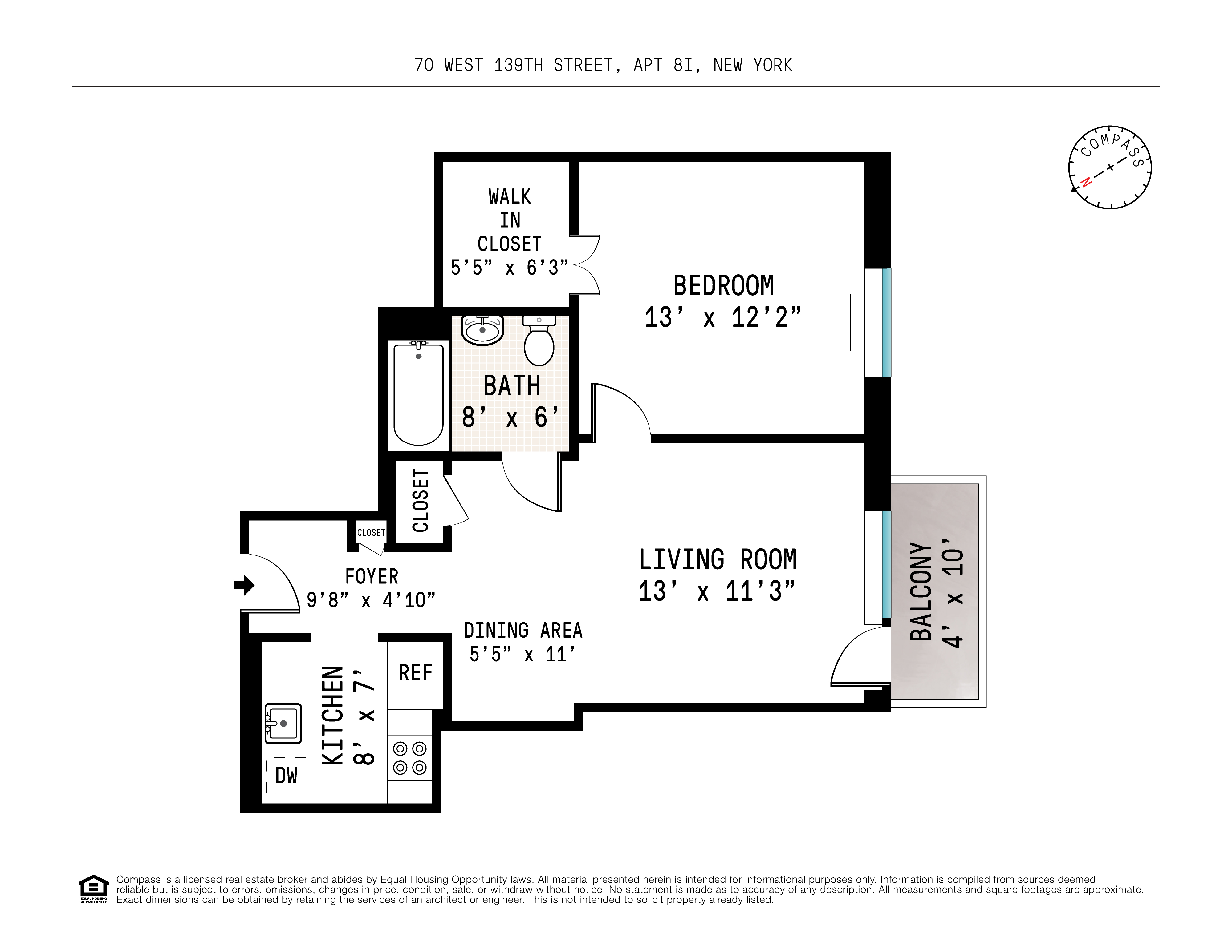 Floorplan for 70 West 139th Street, 8I