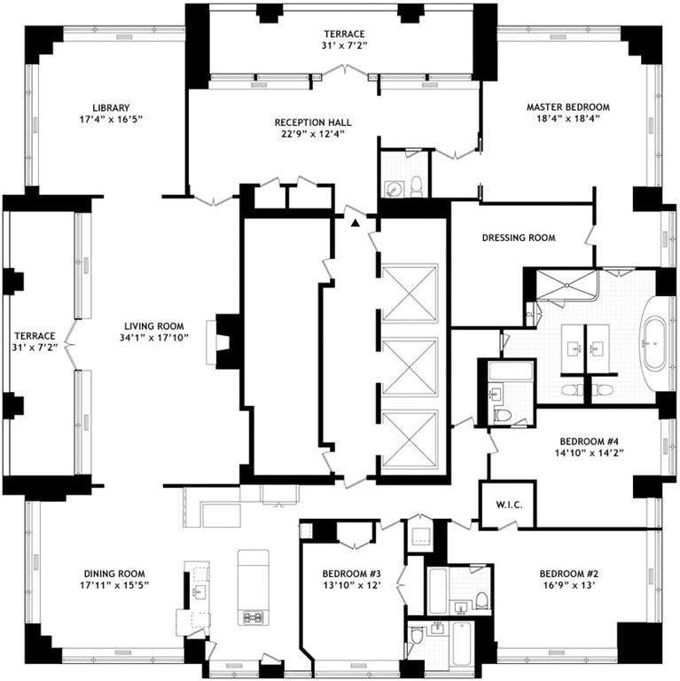 Floorplan for 240 Riverside Boulevard, PH-SUITE1