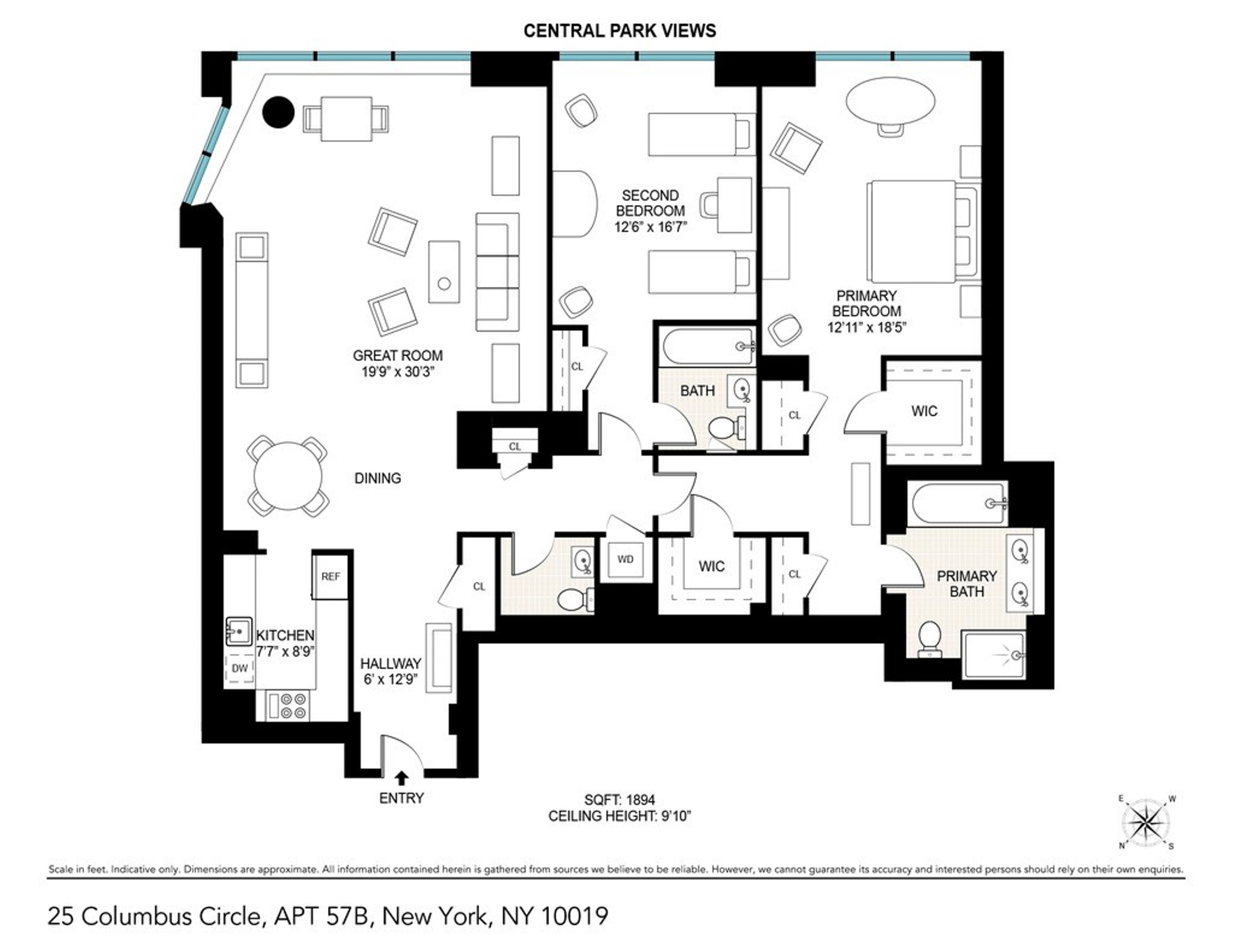 Floorplan for 25 Columbus Circle, 57 B