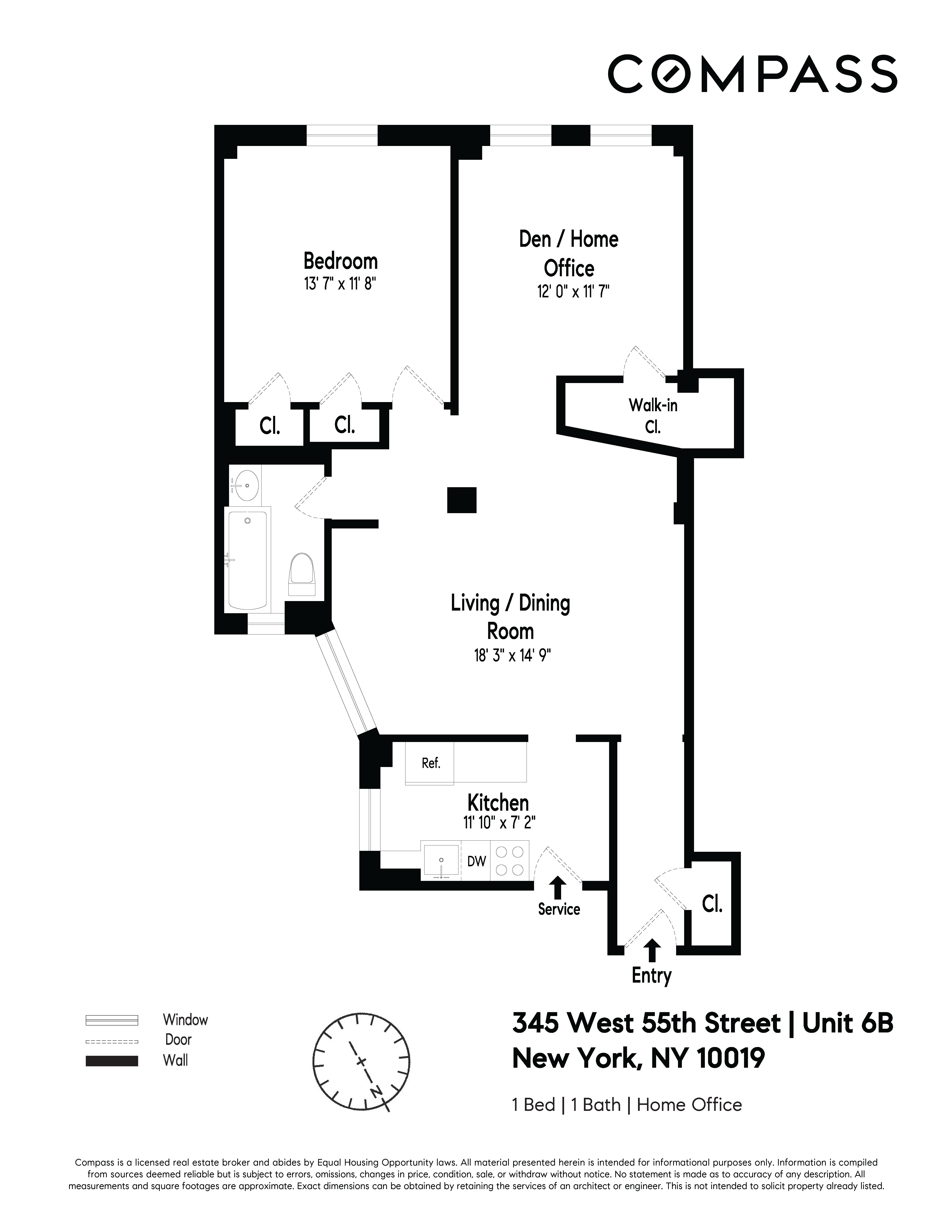 Floorplan for 345 West 55th Street, 6B