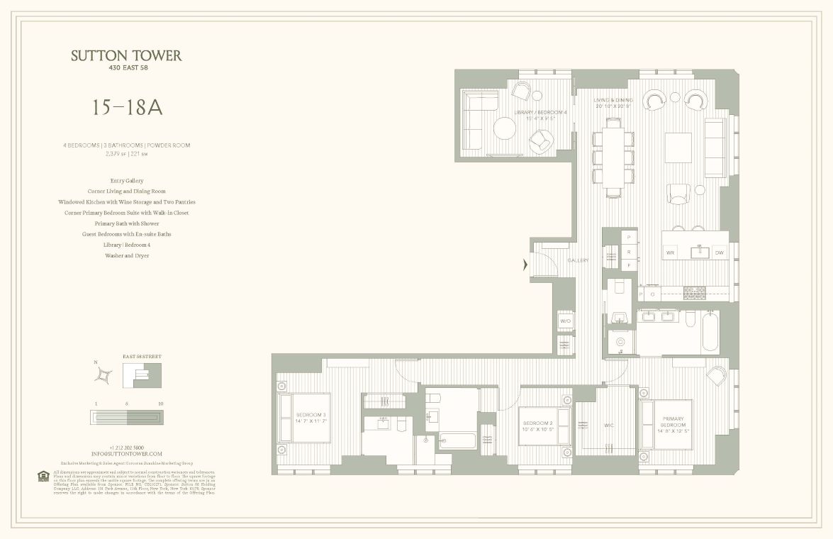 Floorplan for 430 East 58th Street, 17A