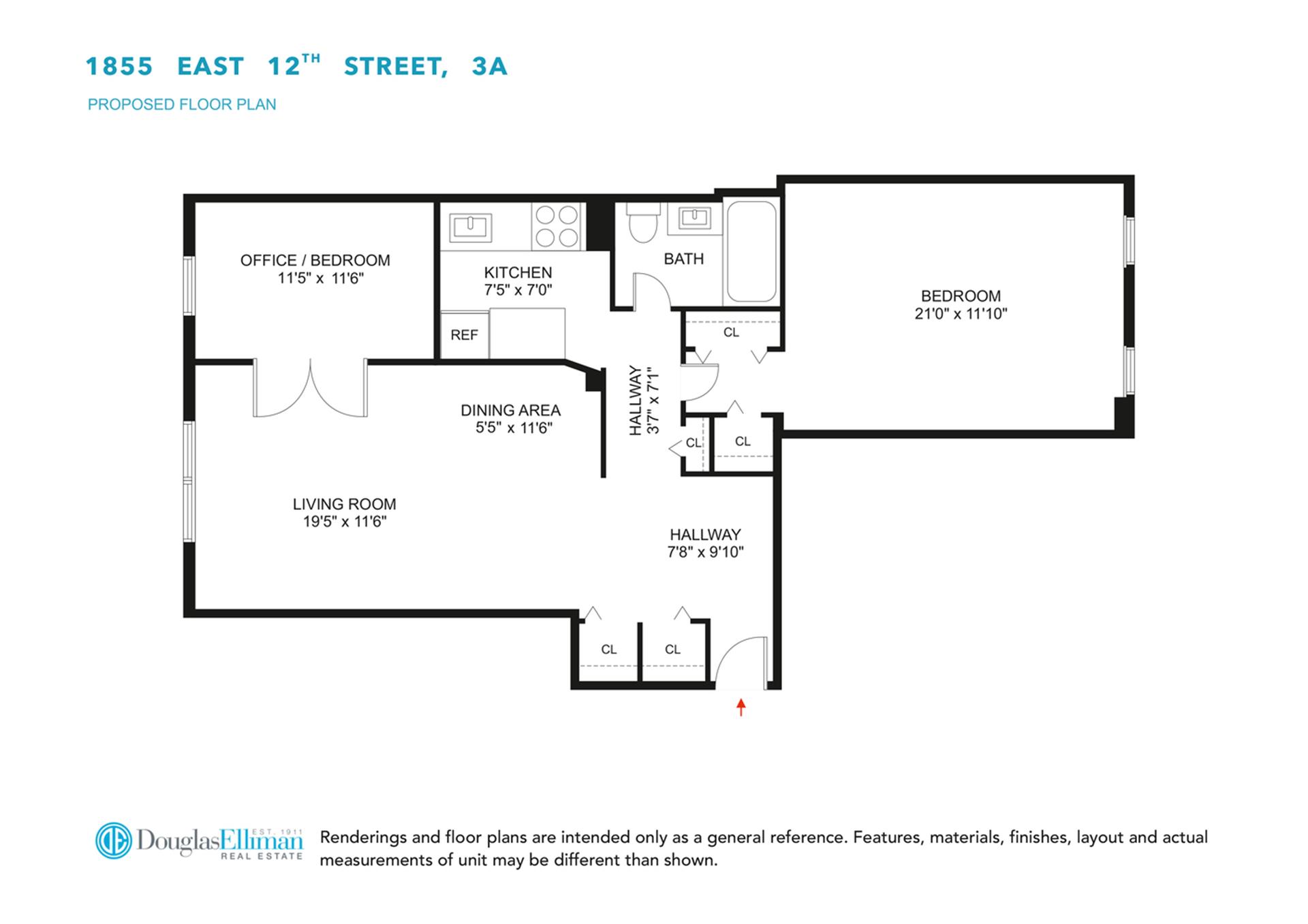 Floorplan for 1855 East 12th Street, 3A