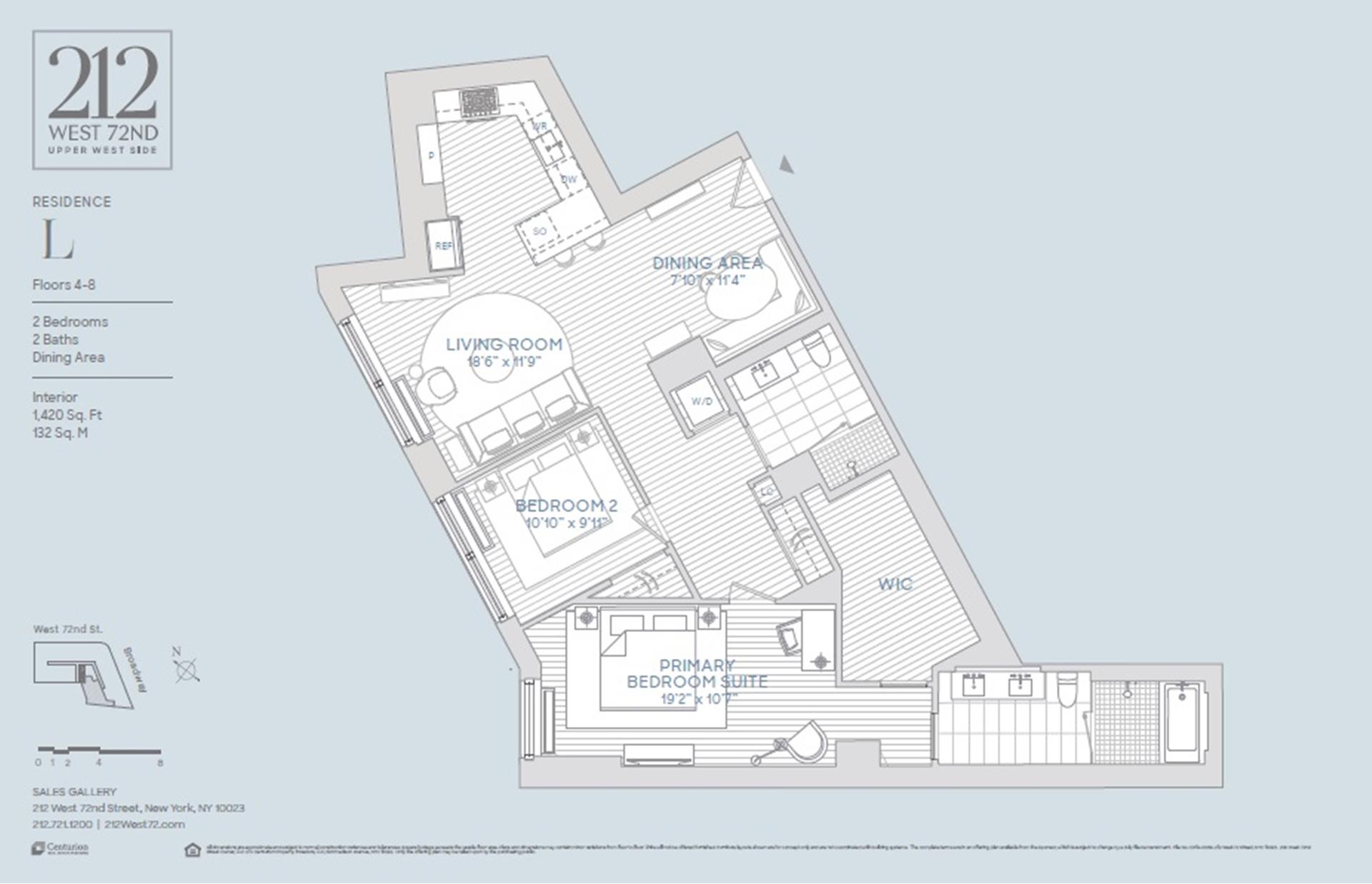 Floorplan for 212 West 72nd Street, 7L