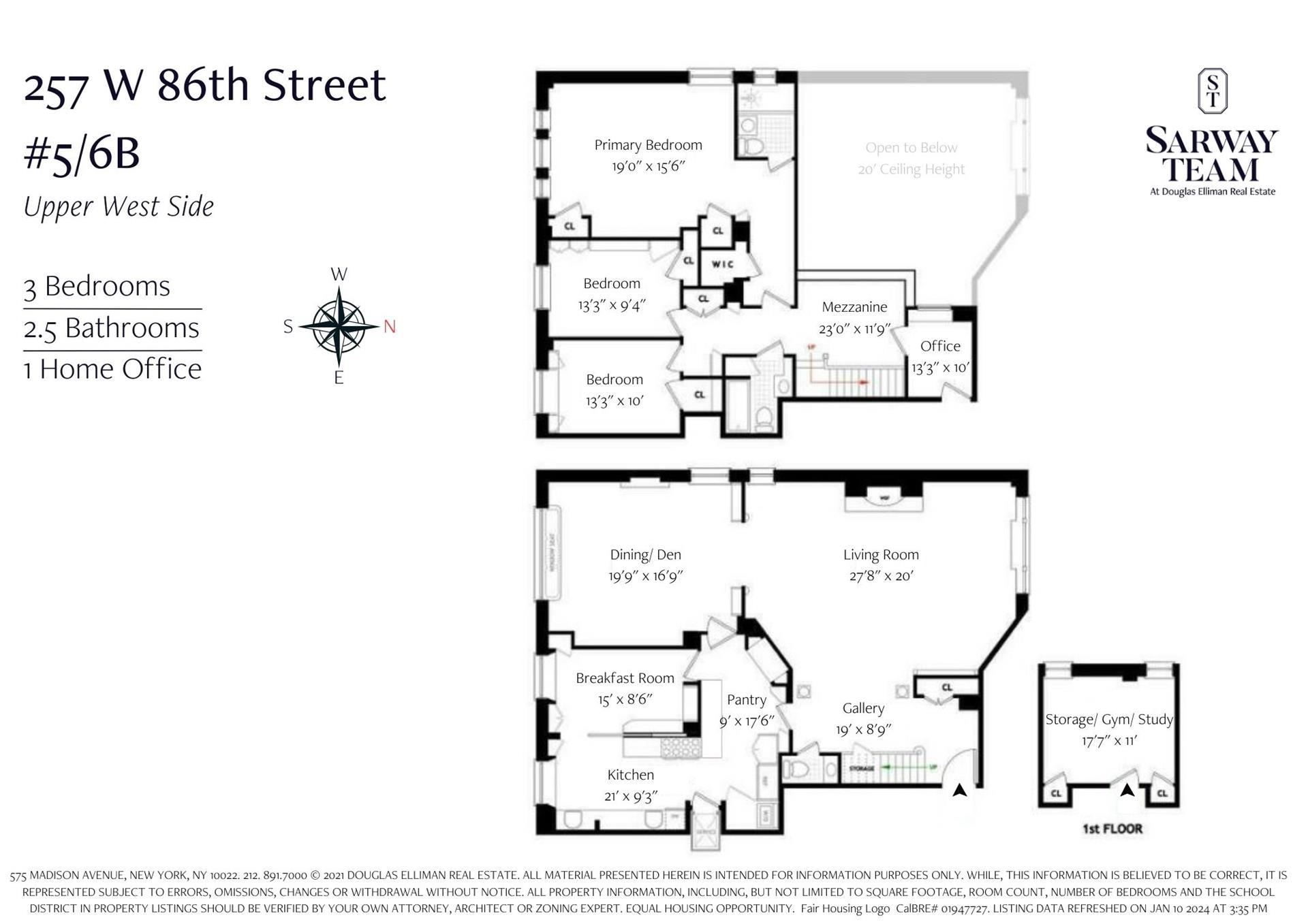 Floorplan for 257 West 86th Street, 5/6B